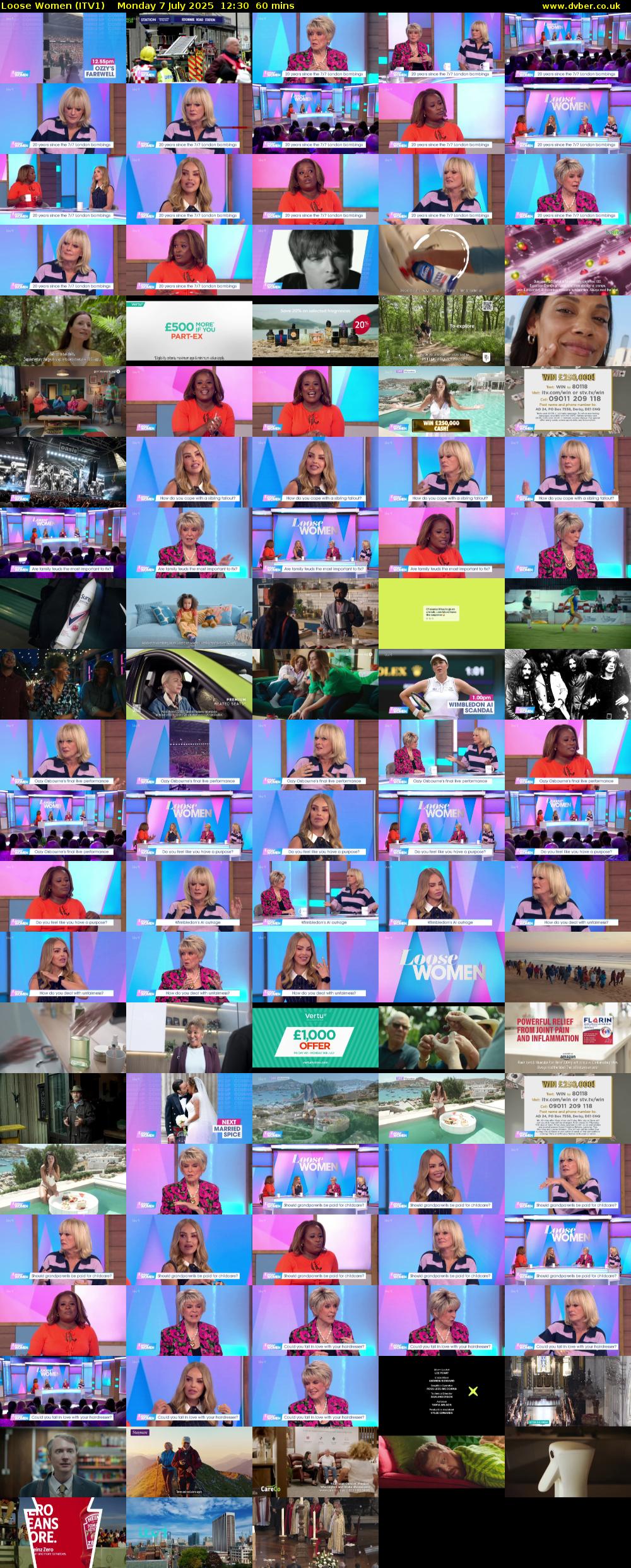 Loose Women (ITV1) Monday 7 July 2025 12:30 - 13:30