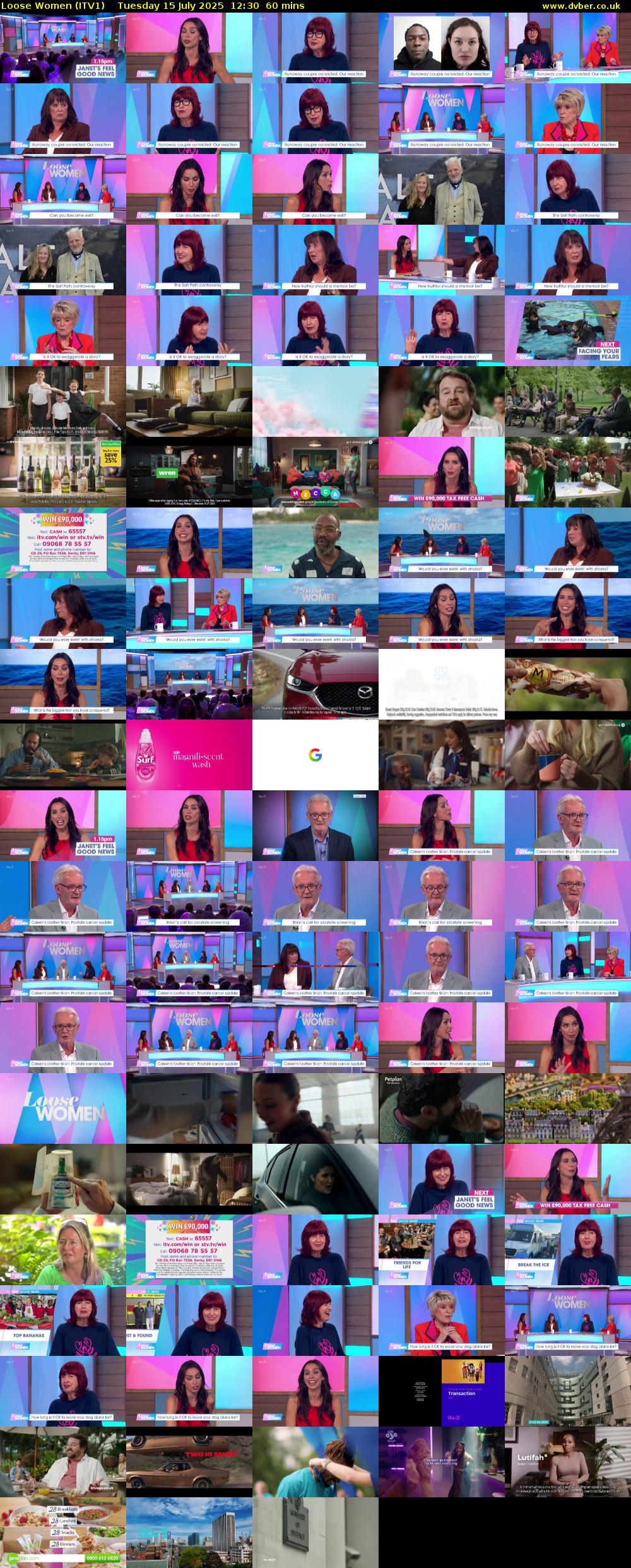 Loose Women (ITV1) Tuesday 15 July 2025 12:30 - 13:30