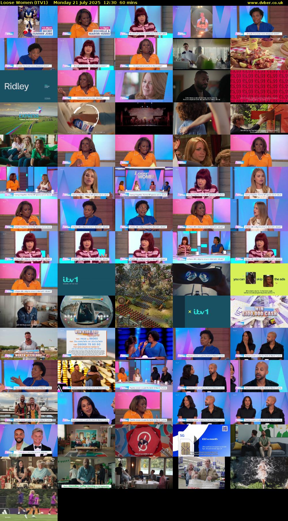 Loose Women (ITV1) Monday 21 July 2025 12:30 - 13:30