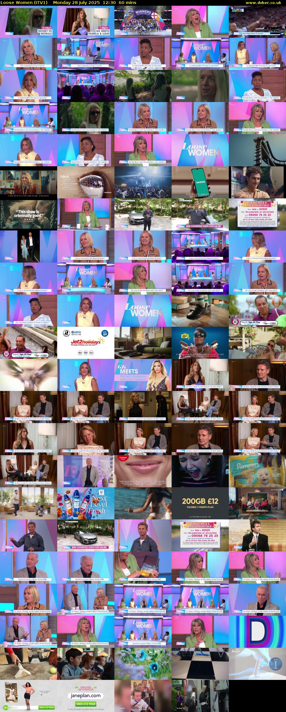 Loose Women (ITV1) Monday 28 July 2025 12:30 - 13:30
