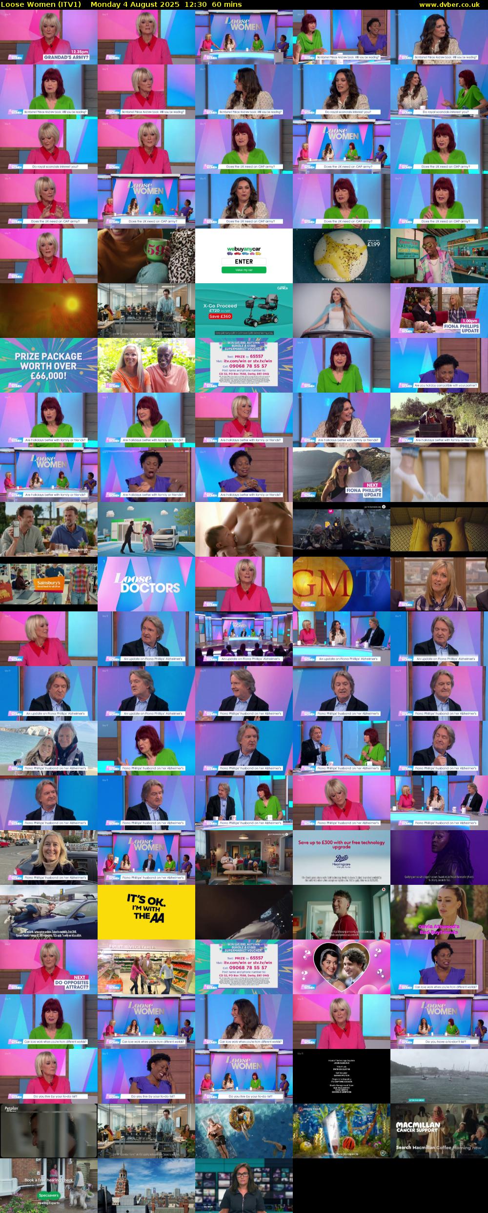 Loose Women (ITV1) Monday 4 August 2025 12:30 - 13:30