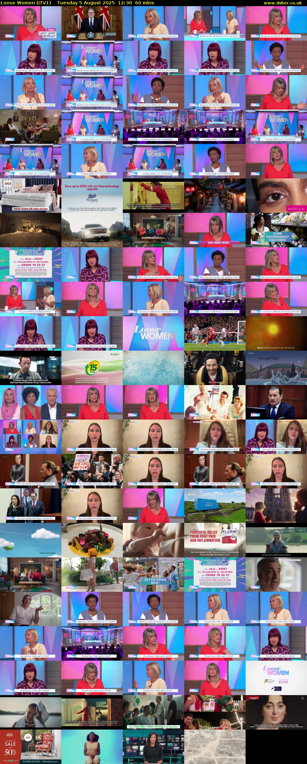 Loose Women (ITV1) Tuesday 5 August 2025 12:30 - 13:30