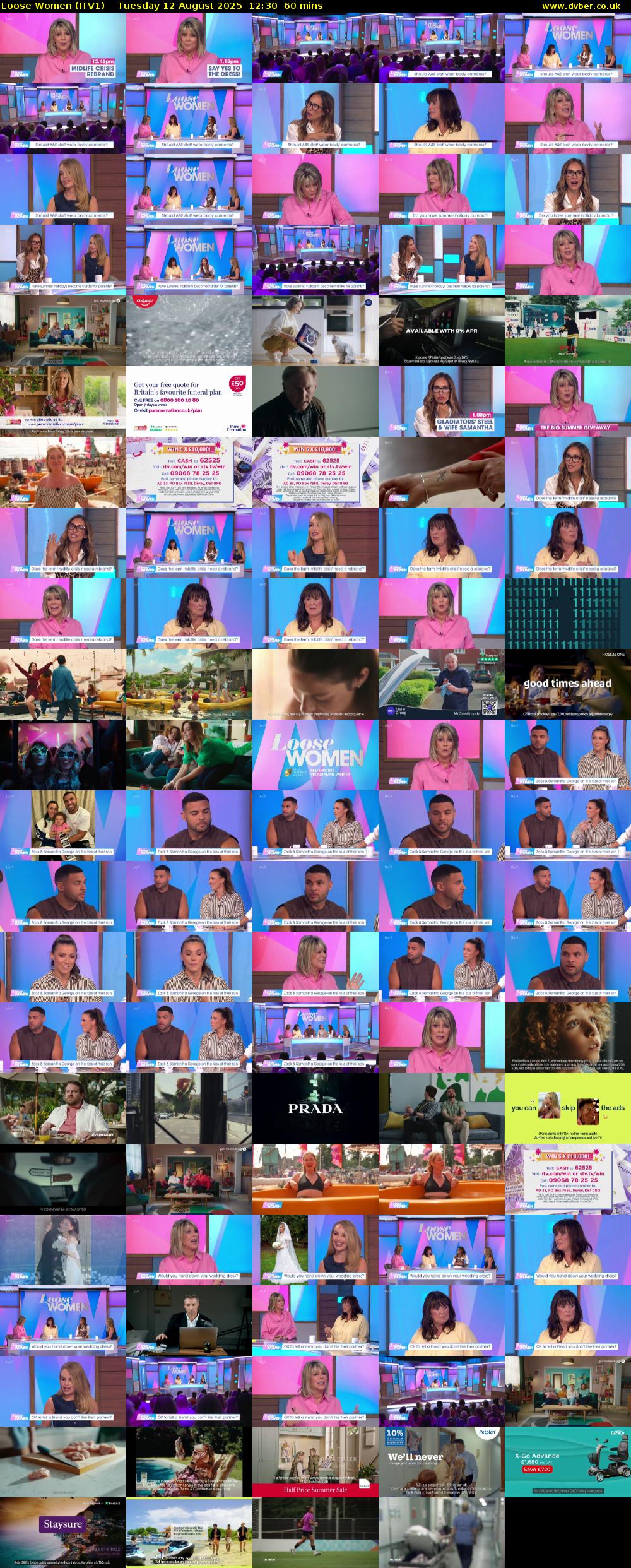 Loose Women (ITV1) Tuesday 12 August 2025 12:30 - 13:30