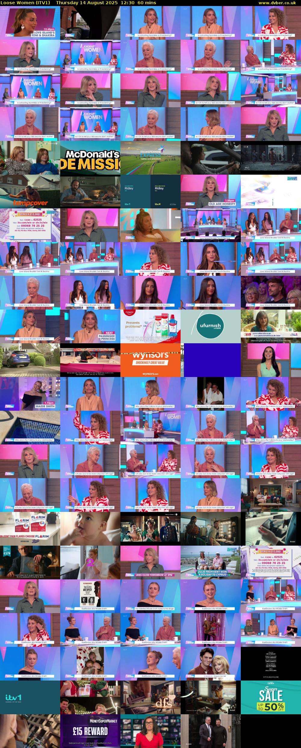 Loose Women (ITV1) Thursday 14 August 2025 12:30 - 13:30