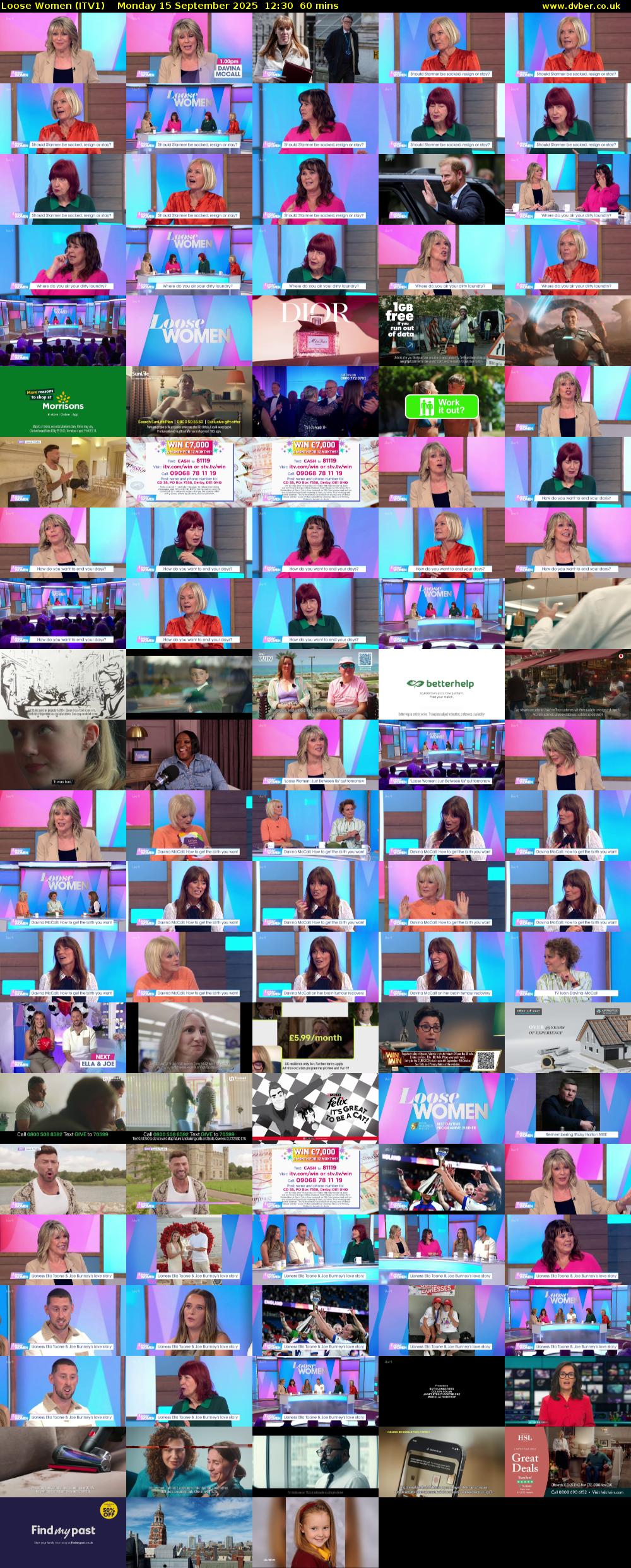 Loose Women (ITV1) Monday 15 September 2025 12:30 - 13:30