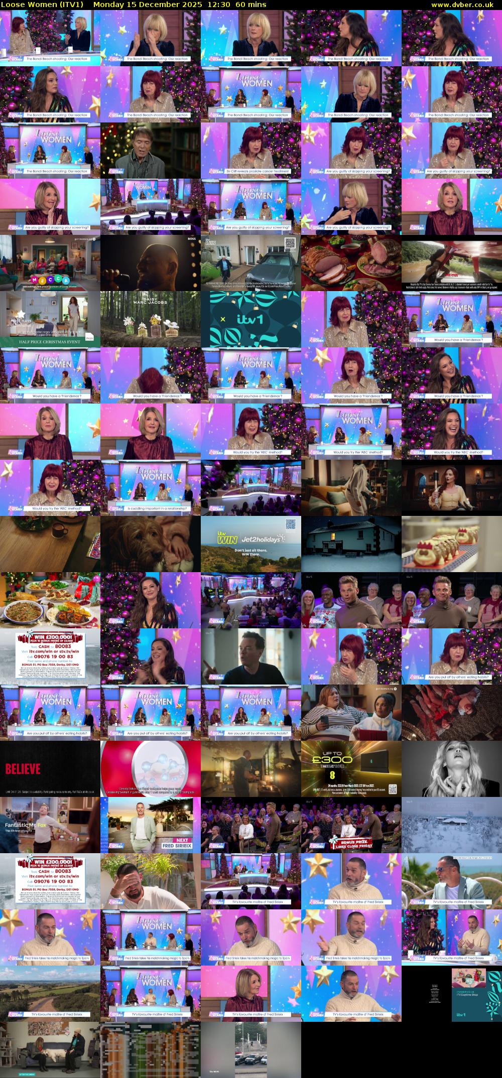 Loose Women (ITV1) Monday 15 December 2025 12:30 - 13:30