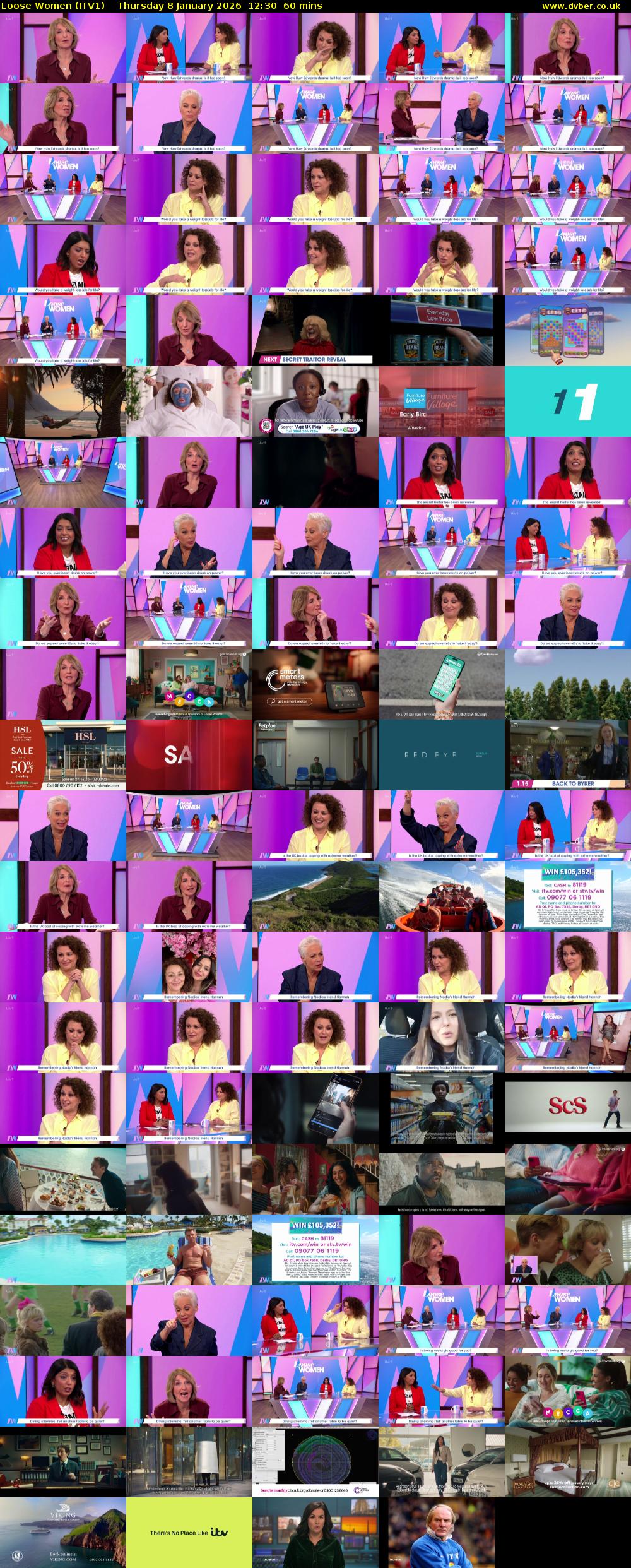 Loose Women (ITV1) Thursday 8 January 2026 12:30 - 13:30