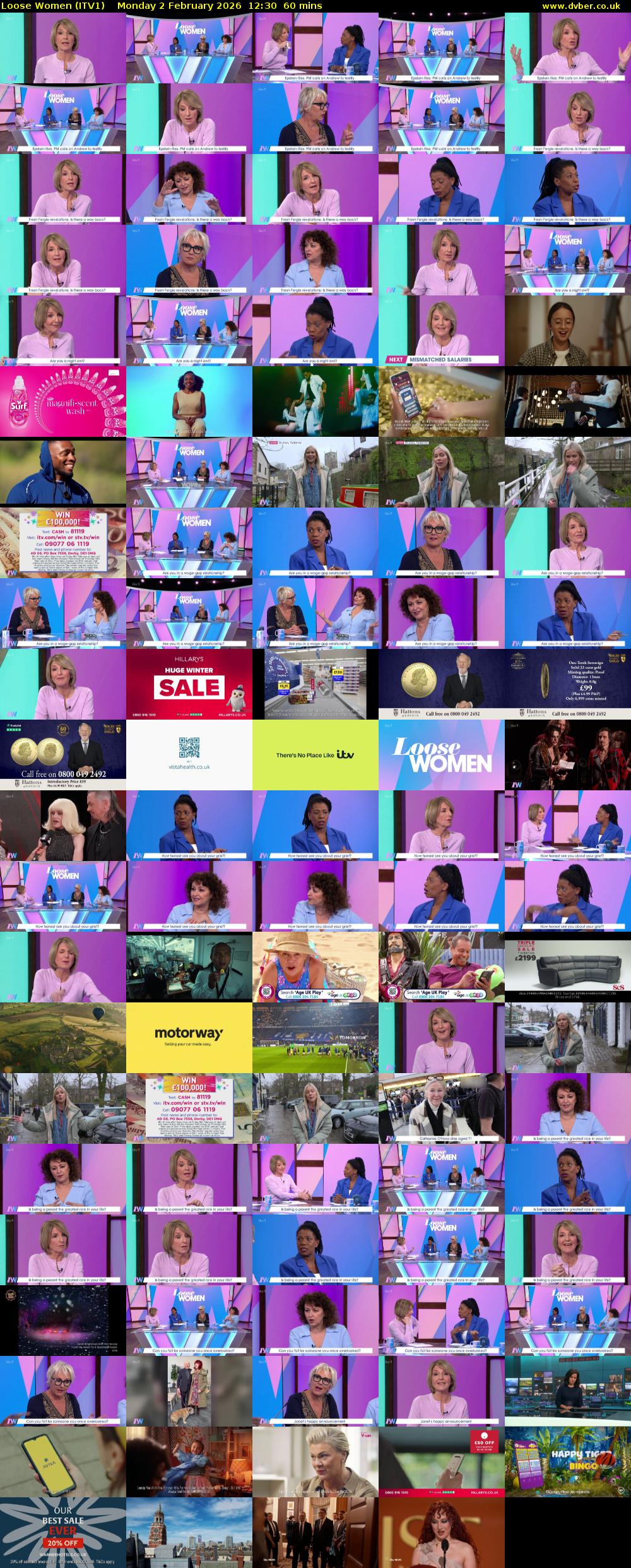 Loose Women (ITV1) Monday 2 February 2026 12:30 - 13:30