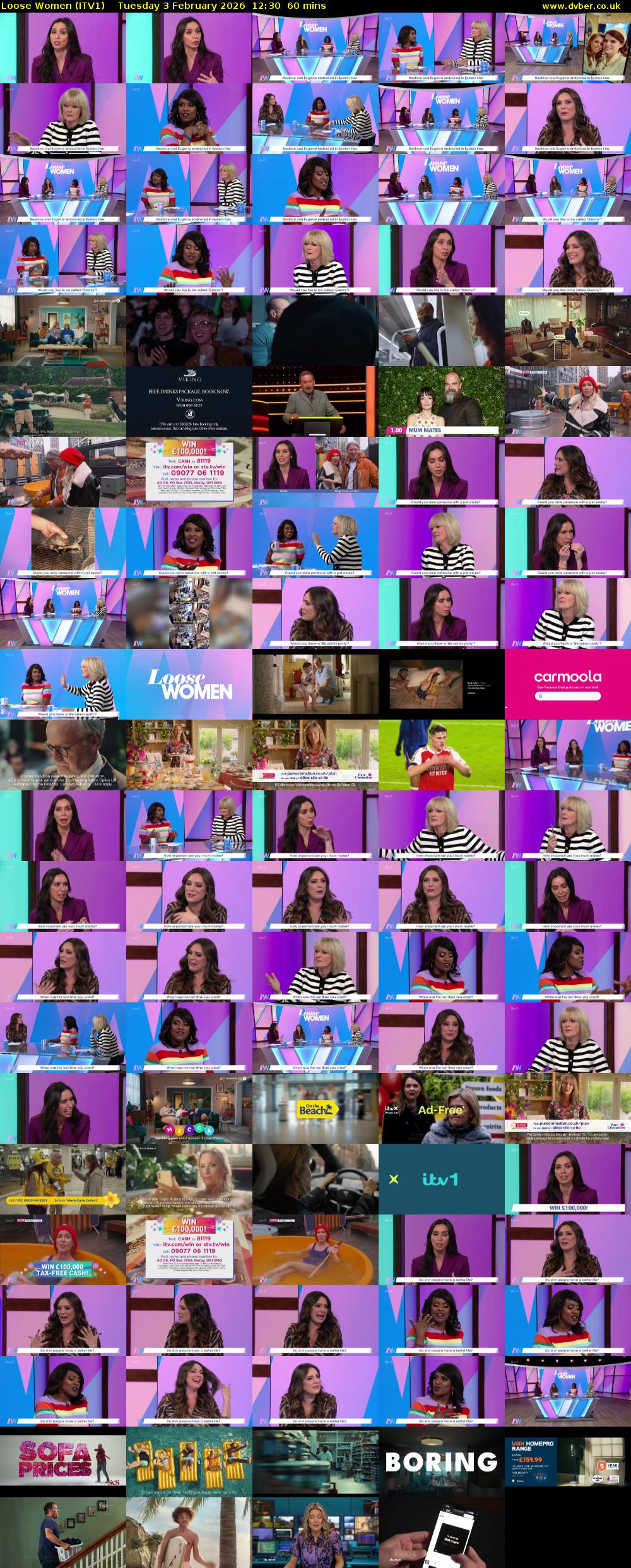 Loose Women (ITV1) Tuesday 3 February 2026 12:30 - 13:30