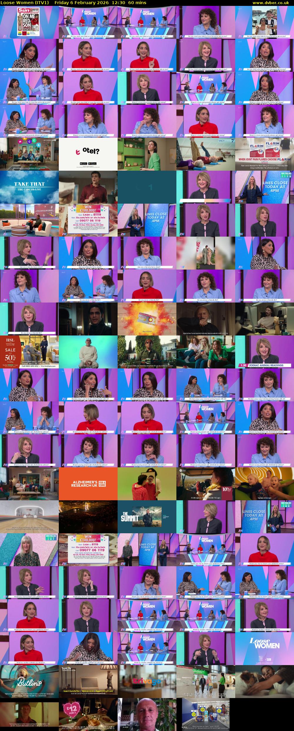 Loose Women (ITV1) Friday 6 February 2026 12:30 - 13:30