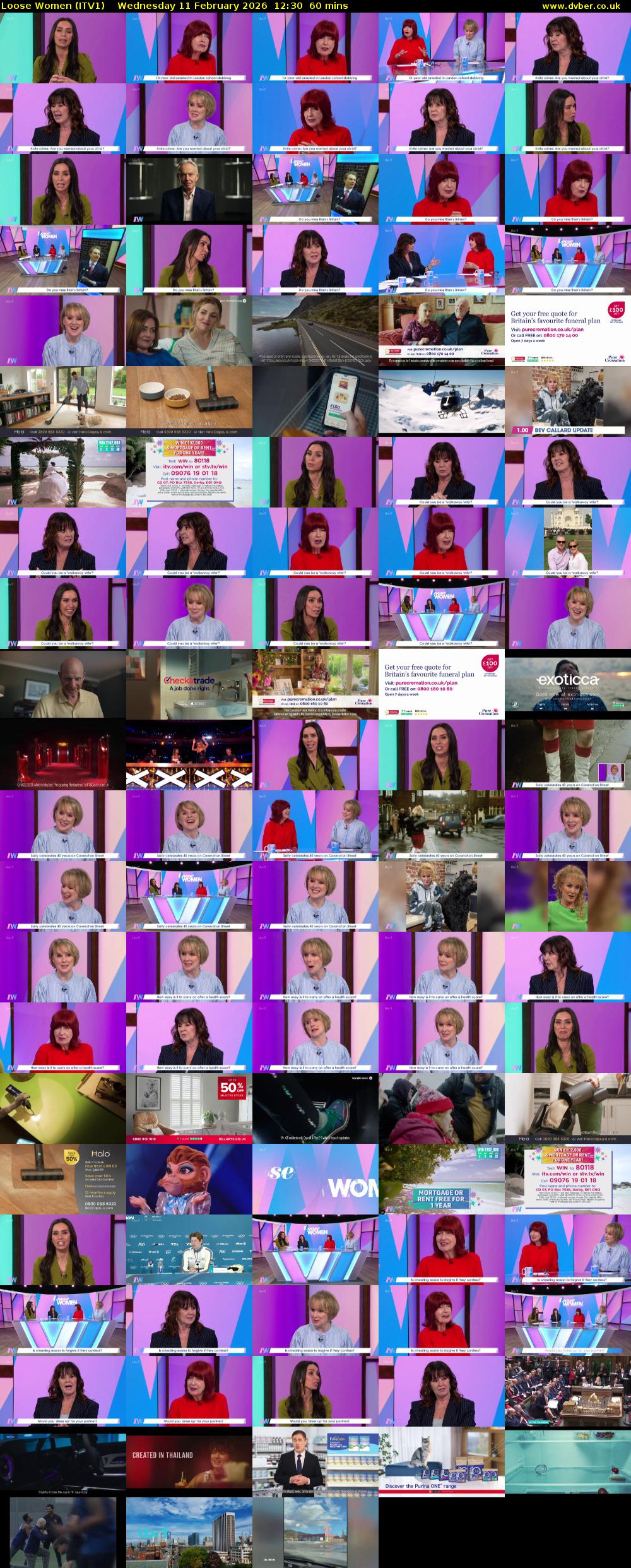 Loose Women (ITV1) Wednesday 11 February 2026 12:30 - 13:30