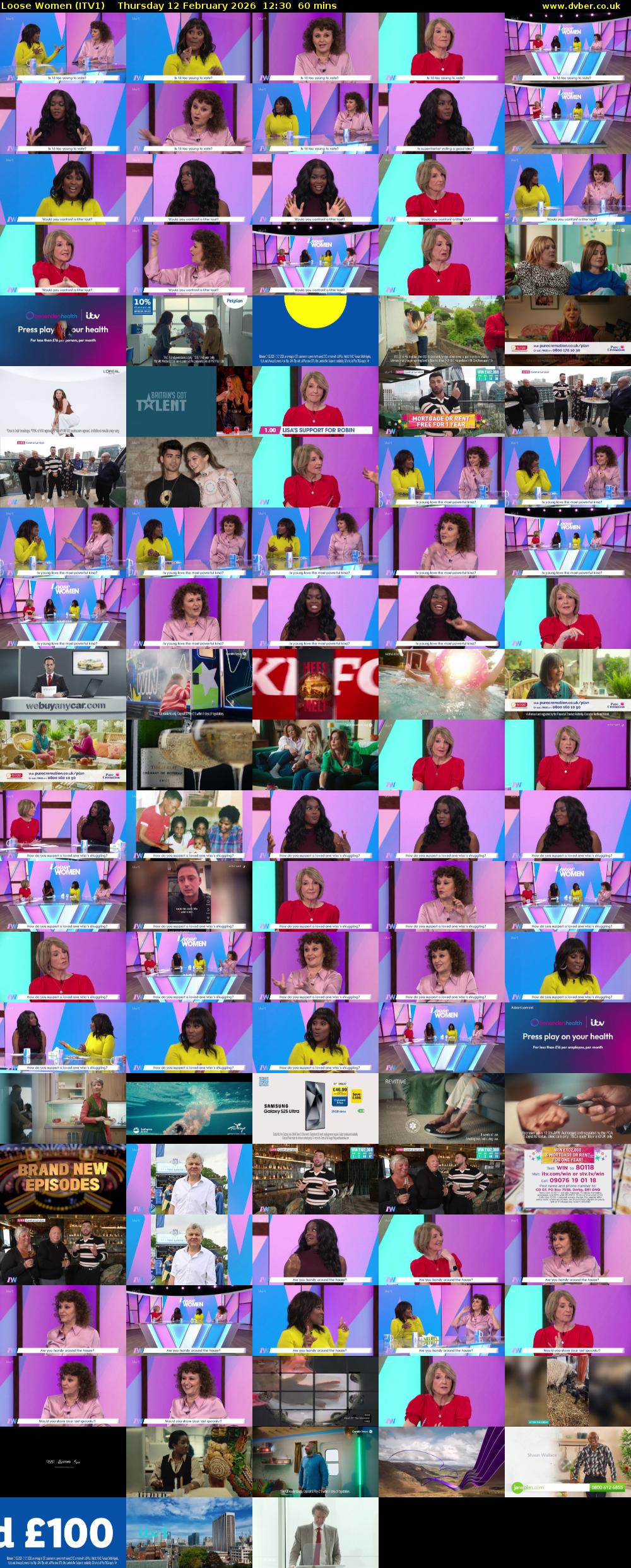 Loose Women (ITV1) Thursday 12 February 2026 12:30 - 13:30