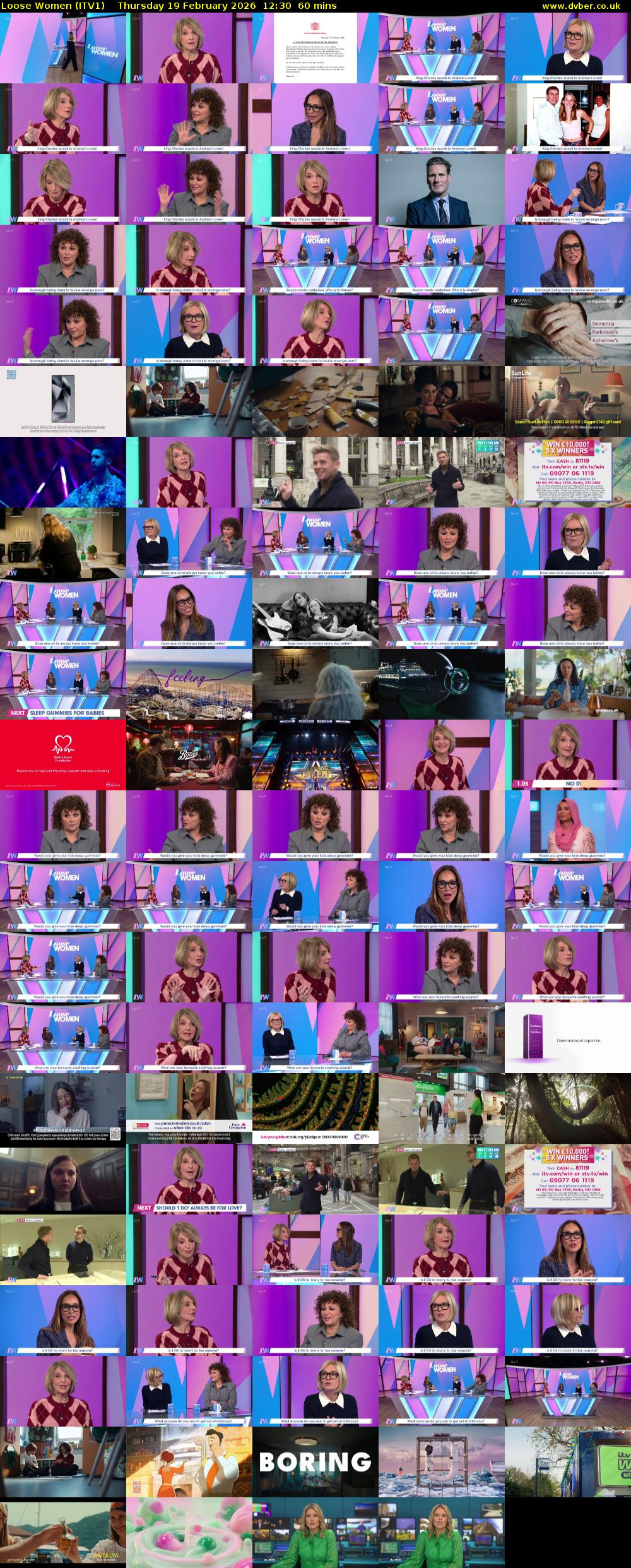 Loose Women (ITV1) Thursday 19 February 2026 12:30 - 13:30