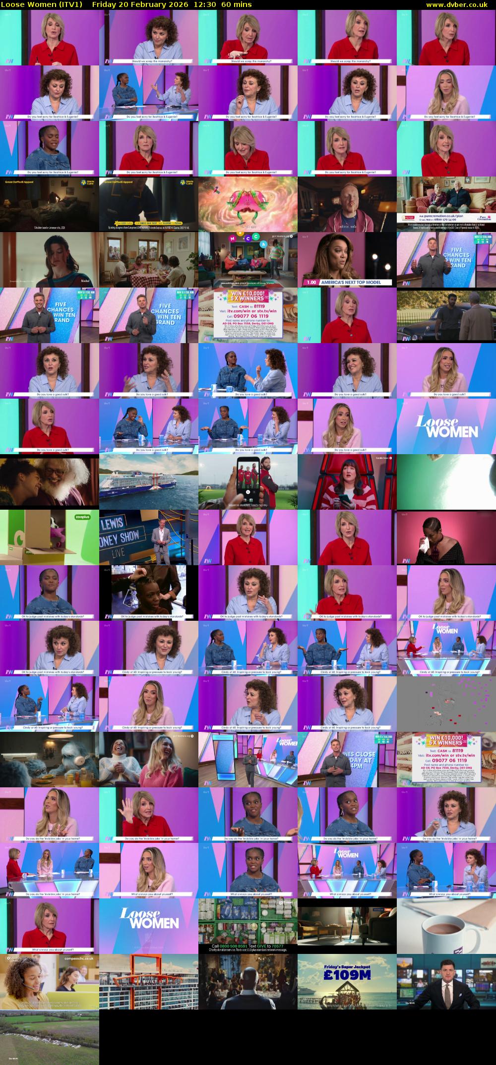 Loose Women (ITV1) Friday 20 February 2026 12:30 - 13:30