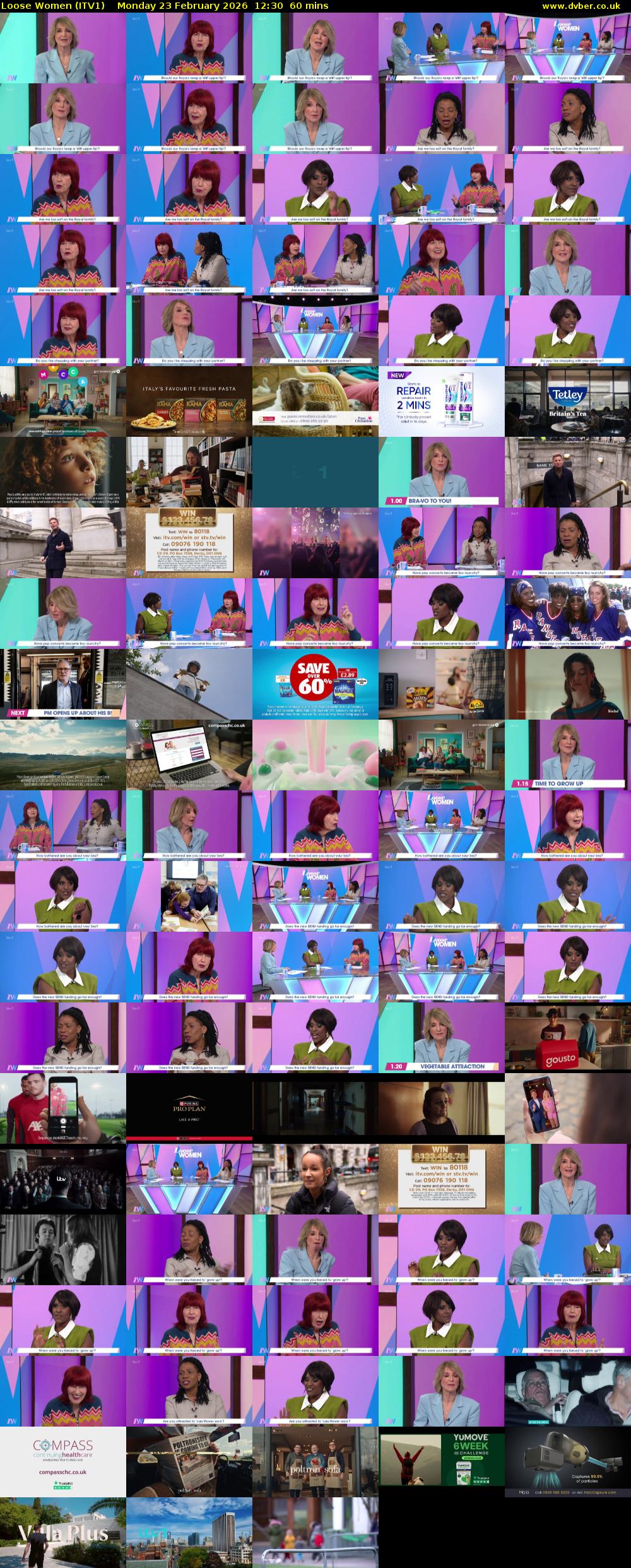 Loose Women (ITV1) Monday 23 February 2026 12:30 - 13:30