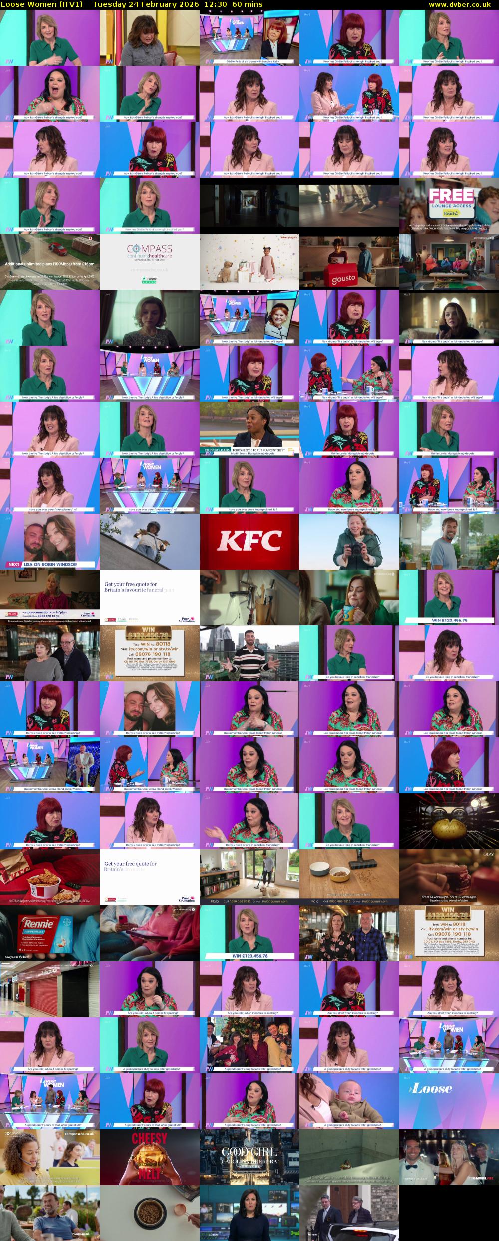 Loose Women (ITV1) Tuesday 24 February 2026 12:30 - 13:30