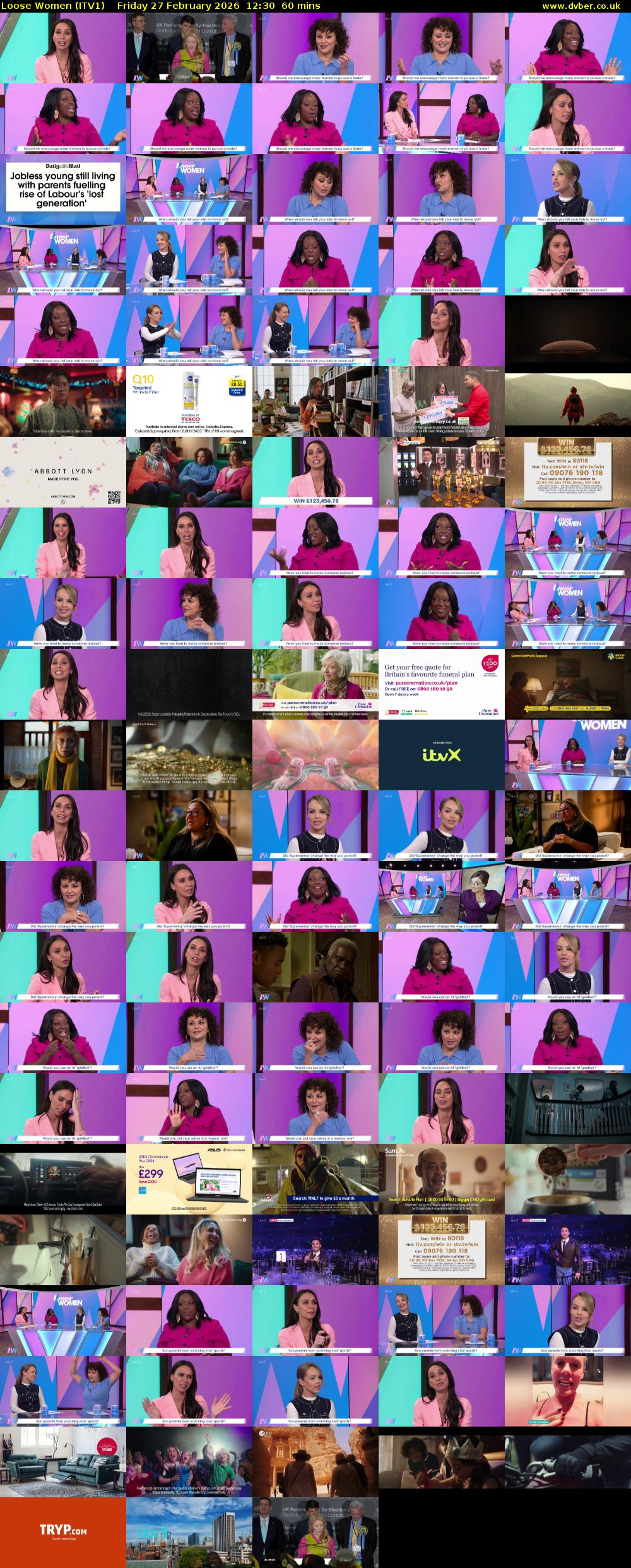 Loose Women (ITV1) Friday 27 February 2026 12:30 - 13:30