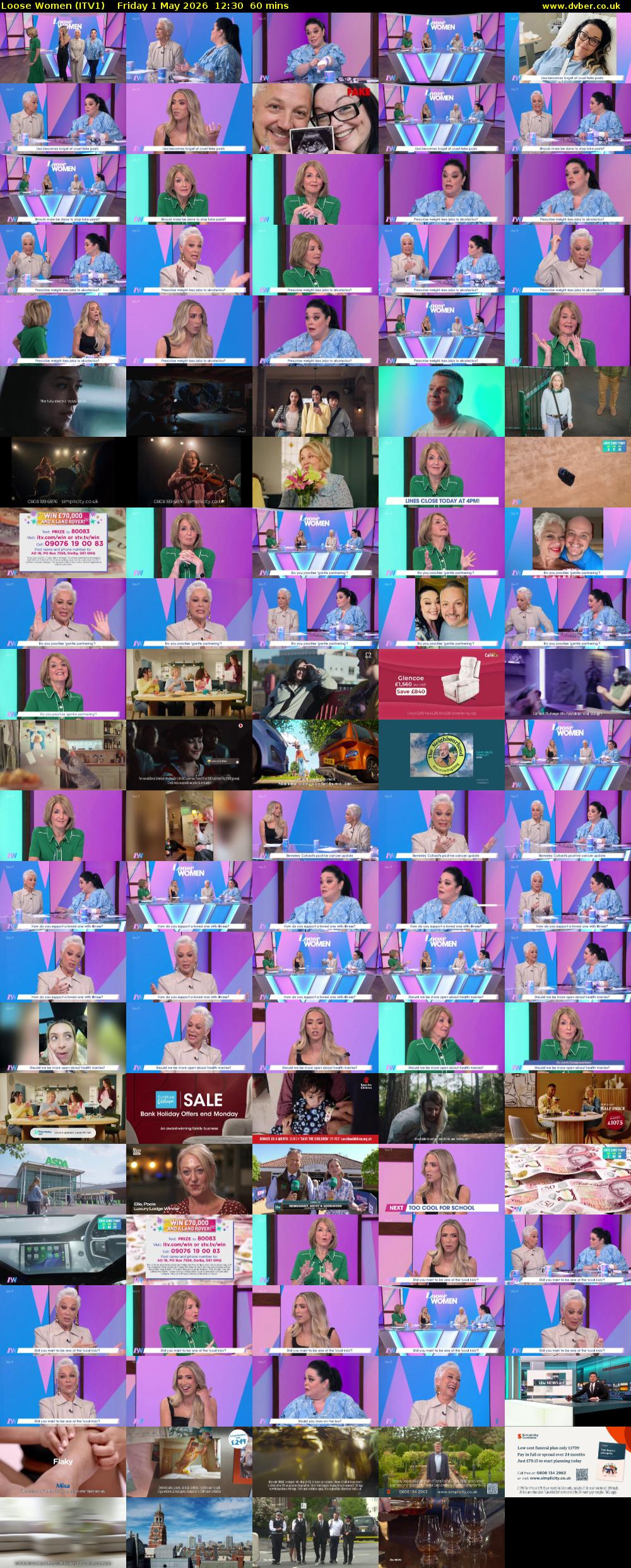 Loose Women (ITV1) Friday 1 May 2026 12:30 - 13:30