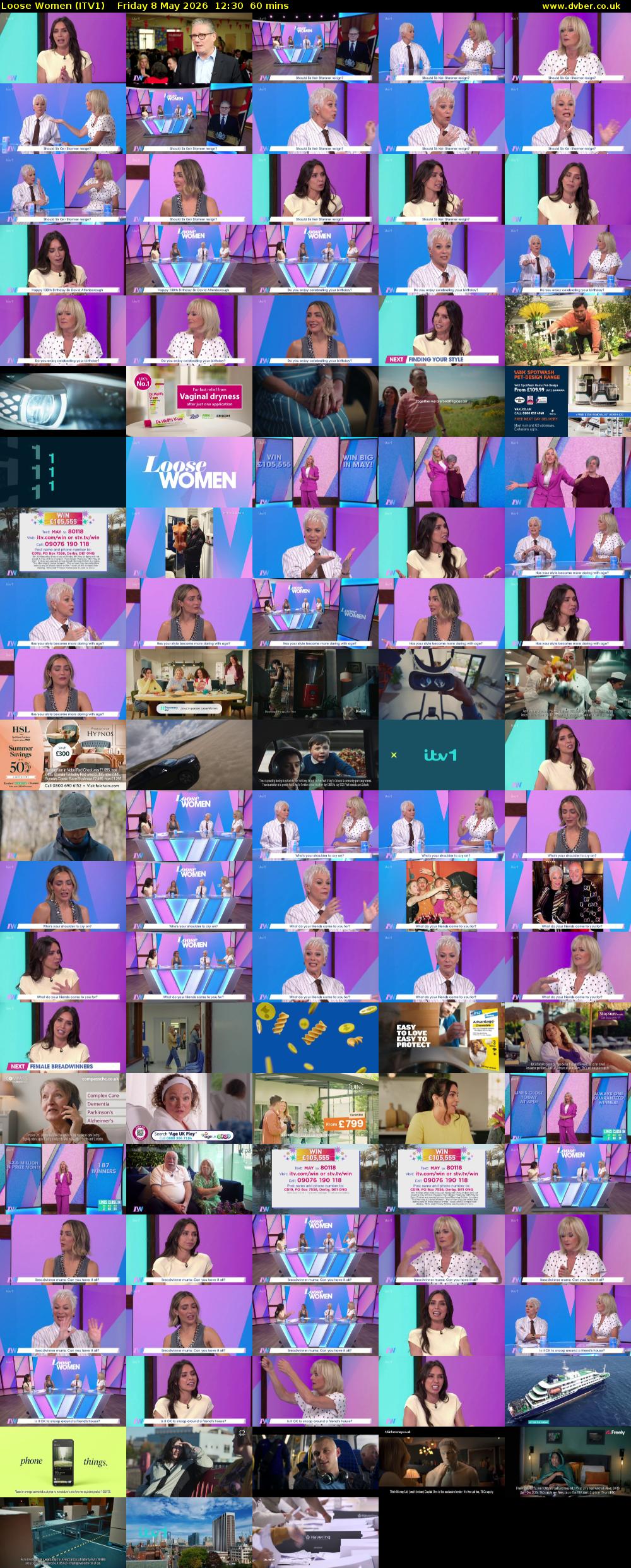 Loose Women (ITV1) Friday 8 May 2026 12:30 - 13:30