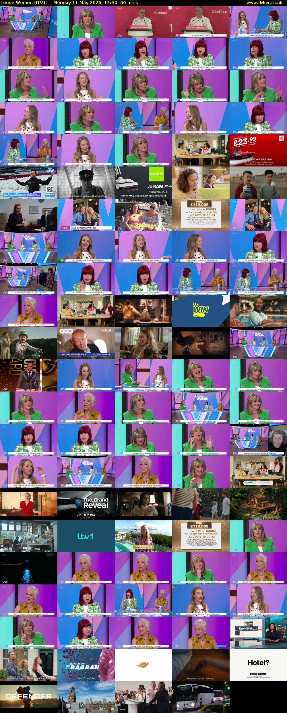 Loose Women (ITV1) Monday 11 May 2026 12:30 - 13:30