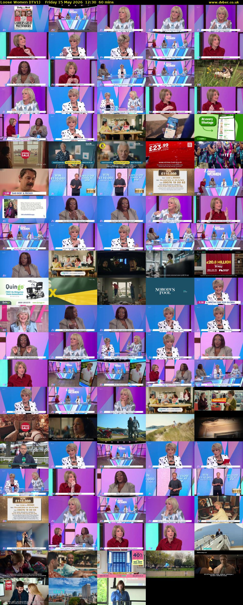 Loose Women (ITV1) Friday 15 May 2026 12:30 - 13:30
