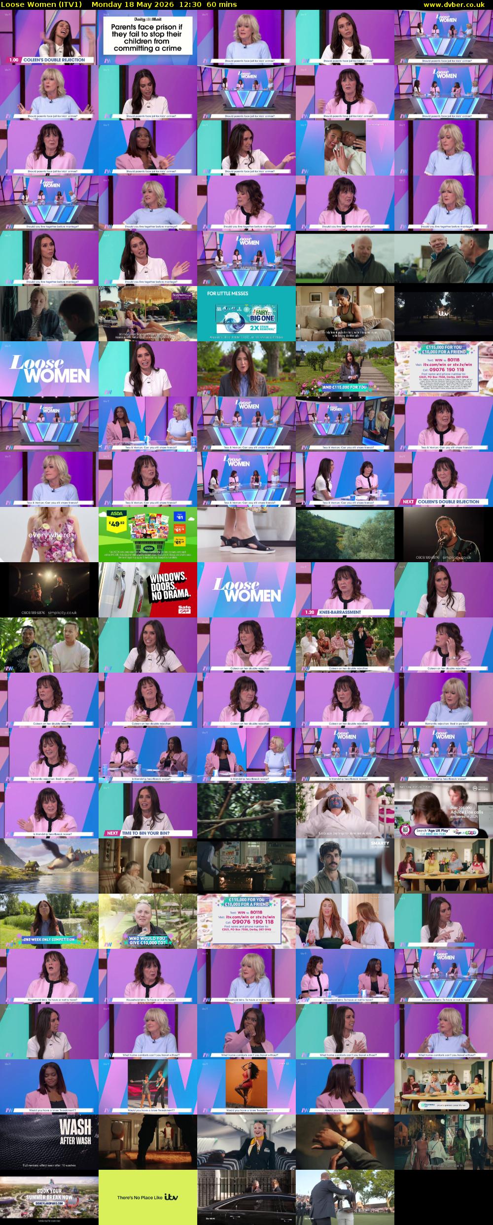 Loose Women (ITV1) Monday 18 May 2026 12:30 - 13:30