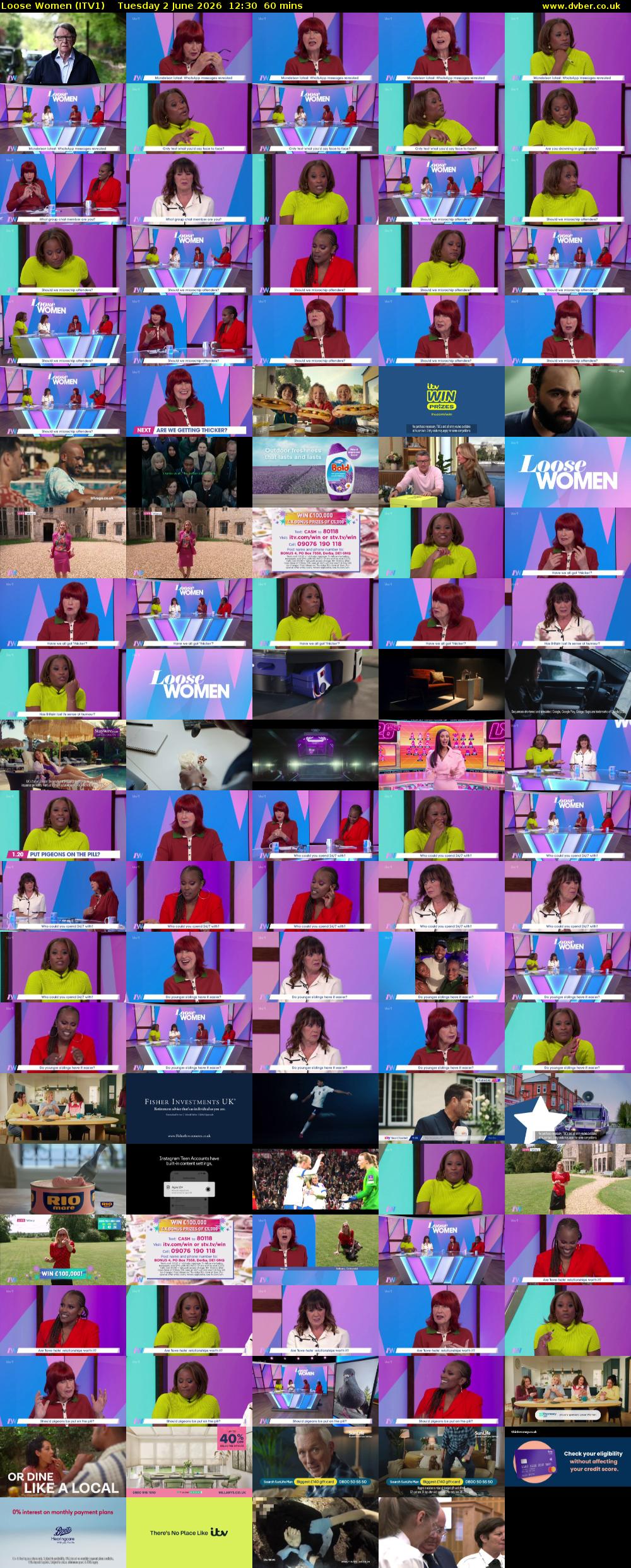 Loose Women (ITV1) Tuesday 2 June 2026 12:30 - 13:30