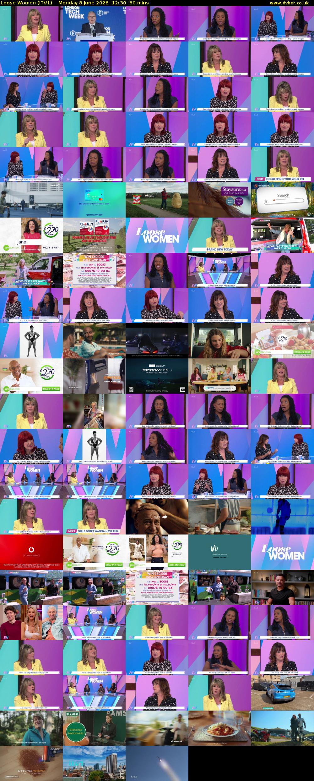 Loose Women (ITV1) Monday 8 June 2026 12:30 - 13:30