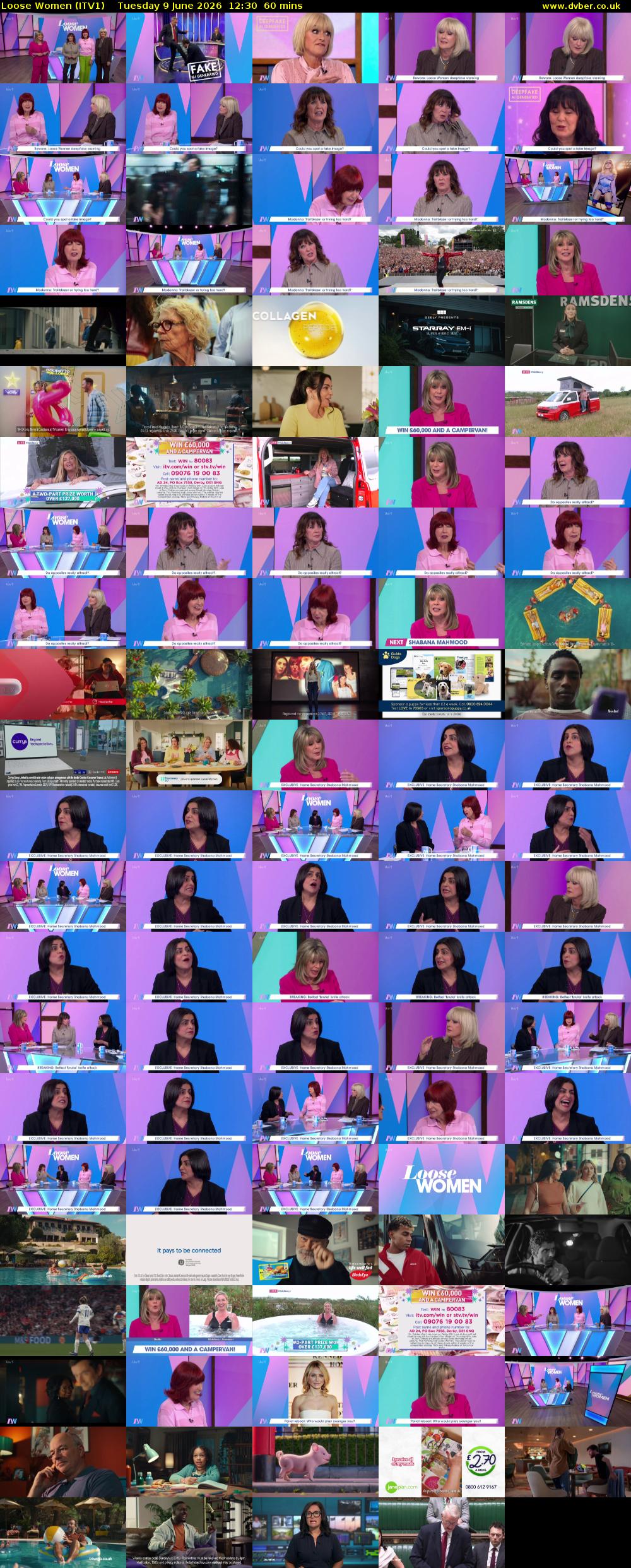Loose Women (ITV1) Tuesday 9 June 2026 12:30 - 13:30