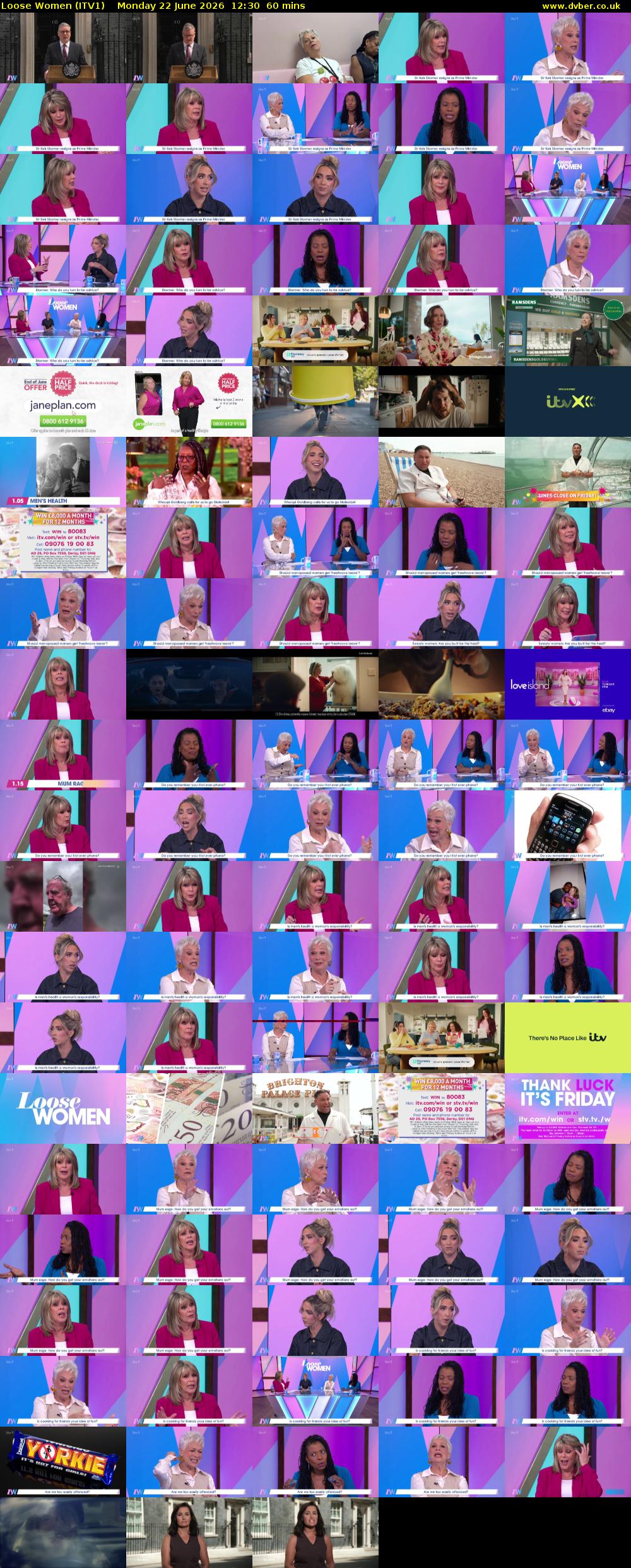 Loose Women (ITV1) Monday 22 June 2026 12:30 - 13:30