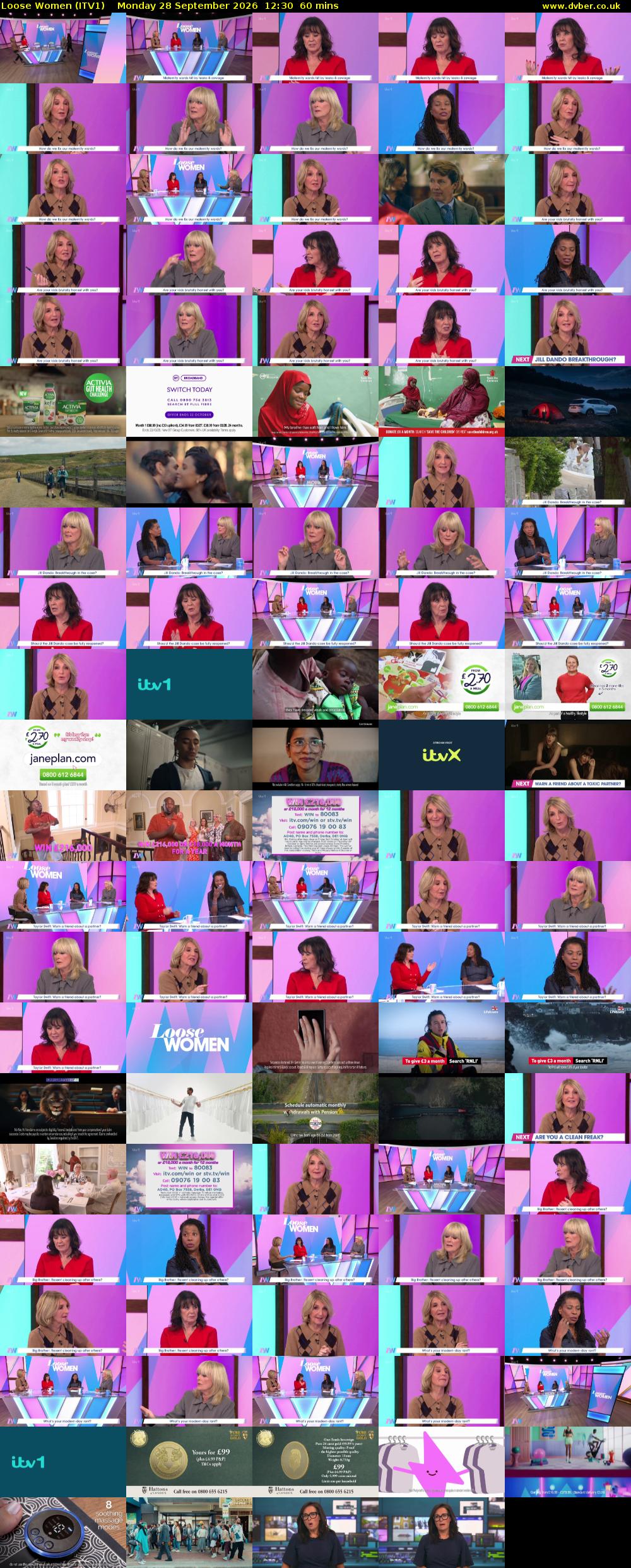 Loose Women (ITV1) Monday 28 September 2026 12:30 - 13:30