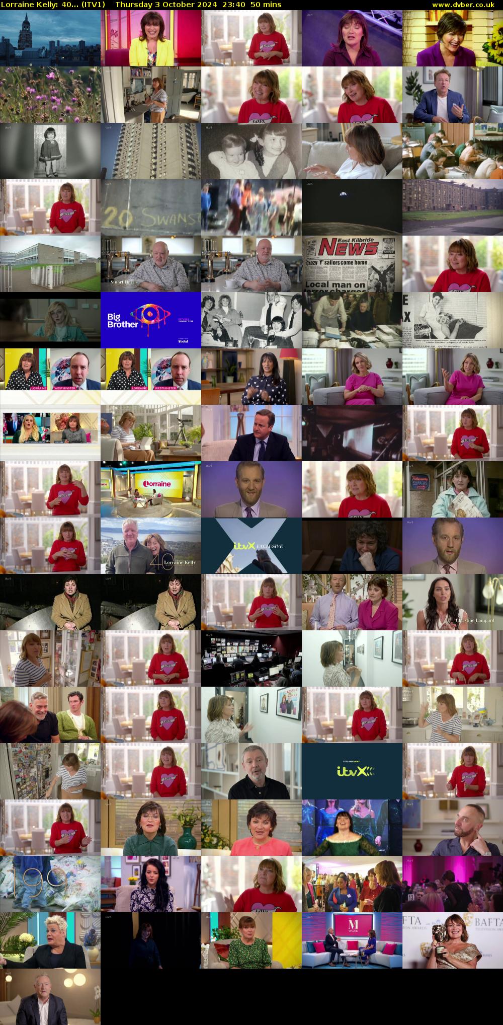Lorraine Kelly: 40... (ITV1) Thursday 3 October 2024 23:40 - 00:30