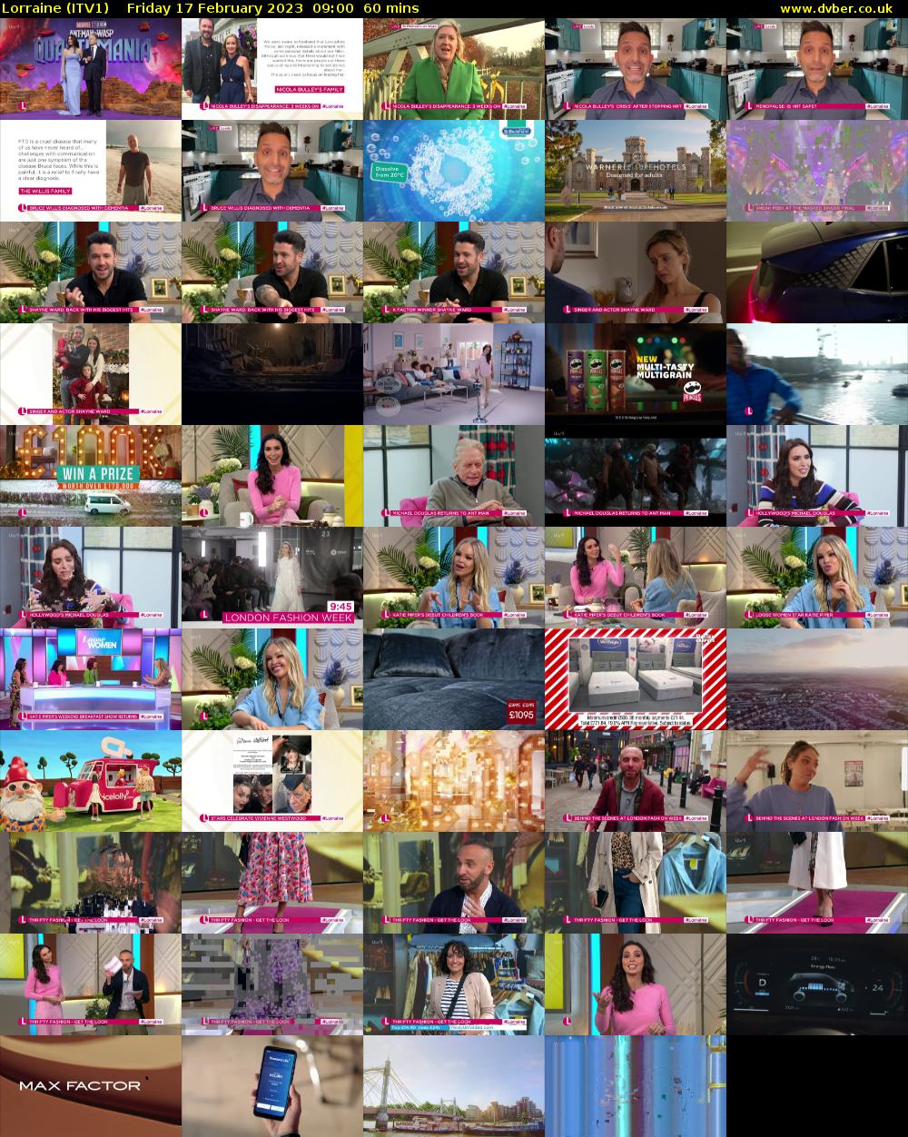 Lorraine (ITV1) Friday 17 February 2023 09:00 - 10:00