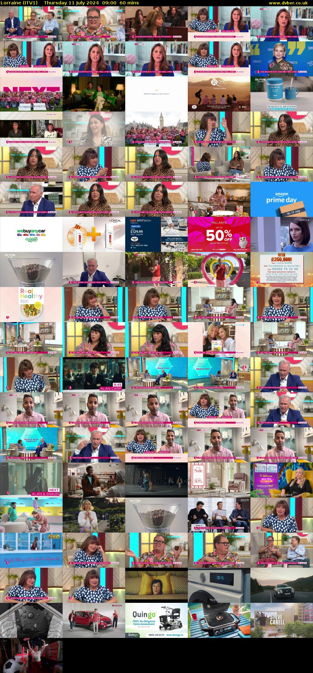 Lorraine (ITV1) Thursday 11 July 2024 09:00 - 10:00