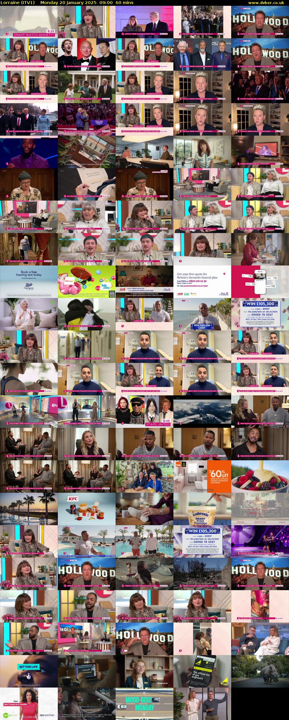 Lorraine (ITV1) Monday 20 January 2025 09:00 - 10:00