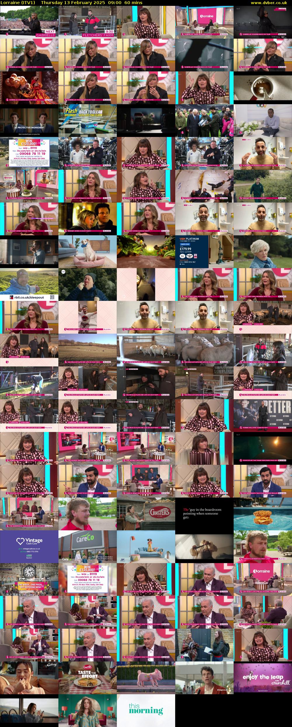 Lorraine (ITV1) Thursday 13 February 2025 09:00 - 10:00