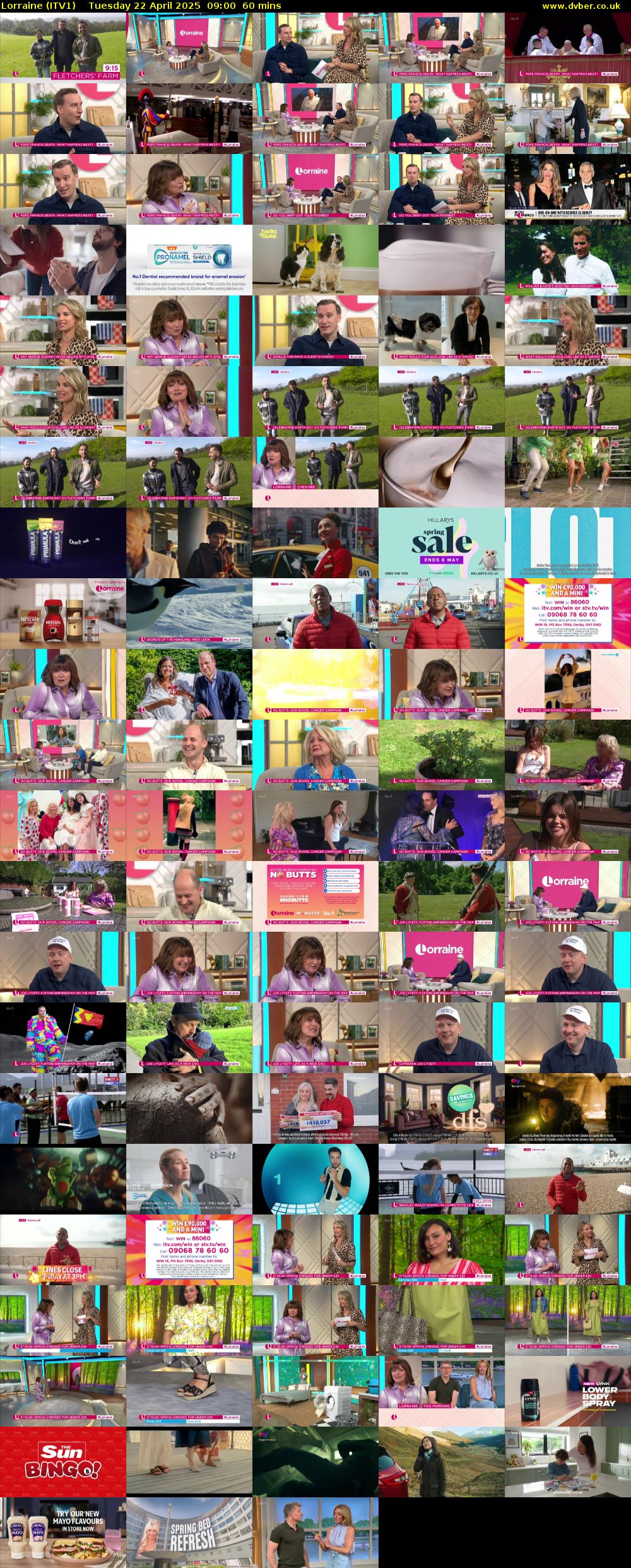 Lorraine (ITV1) Tuesday 22 April 2025 09:00 - 10:00
