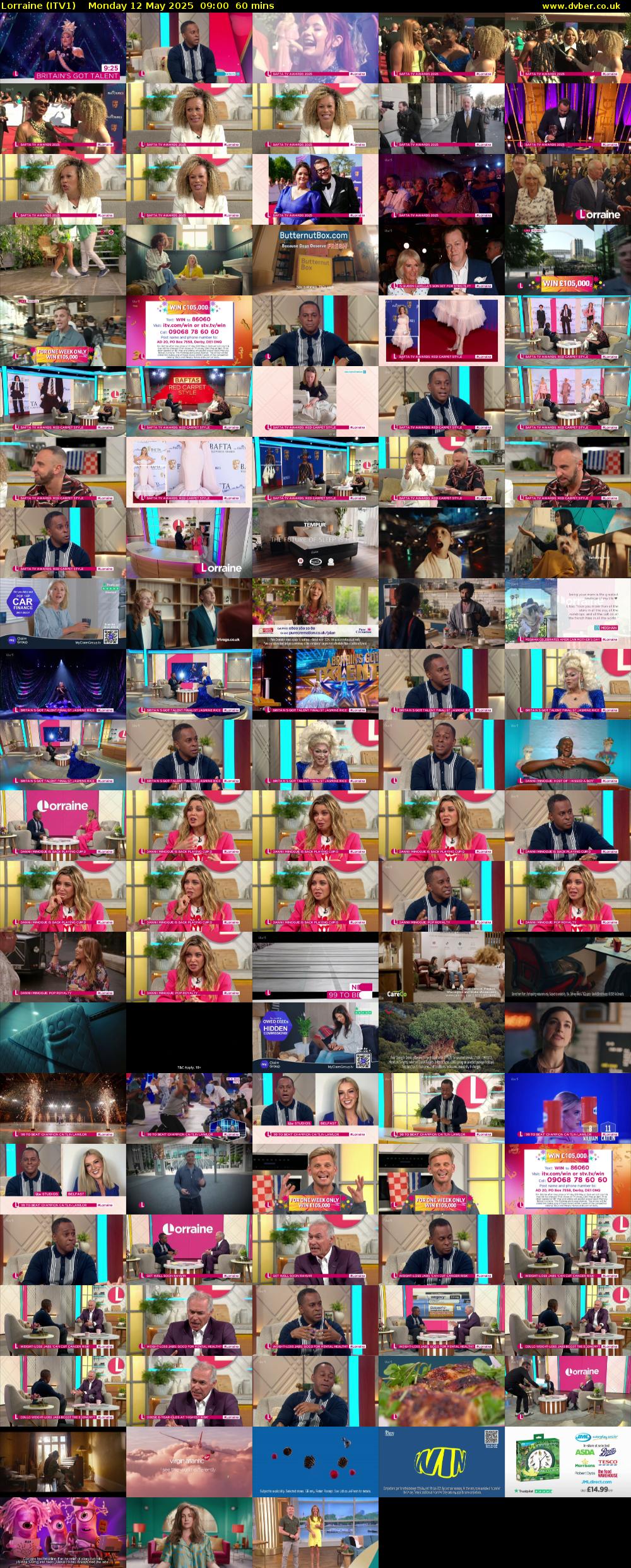 Lorraine (ITV1) Monday 12 May 2025 09:00 - 10:00