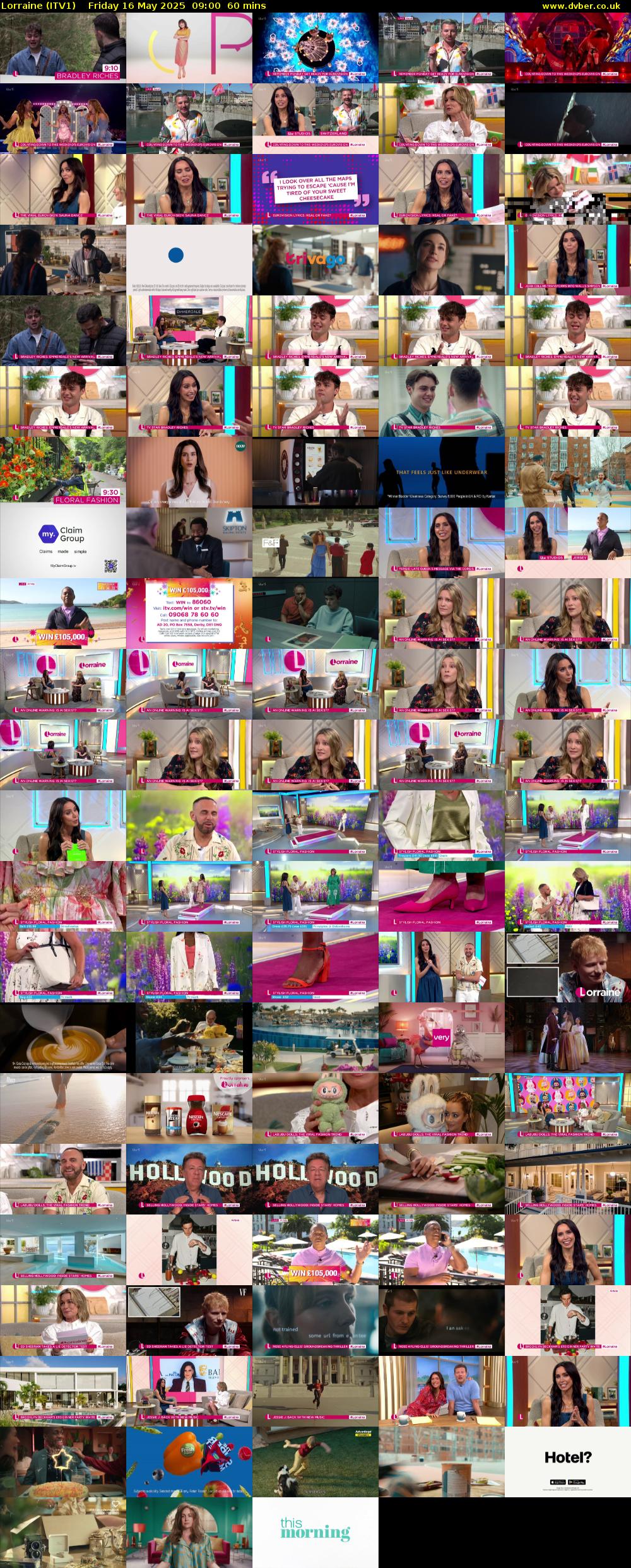 Lorraine (ITV1) Friday 16 May 2025 09:00 - 10:00