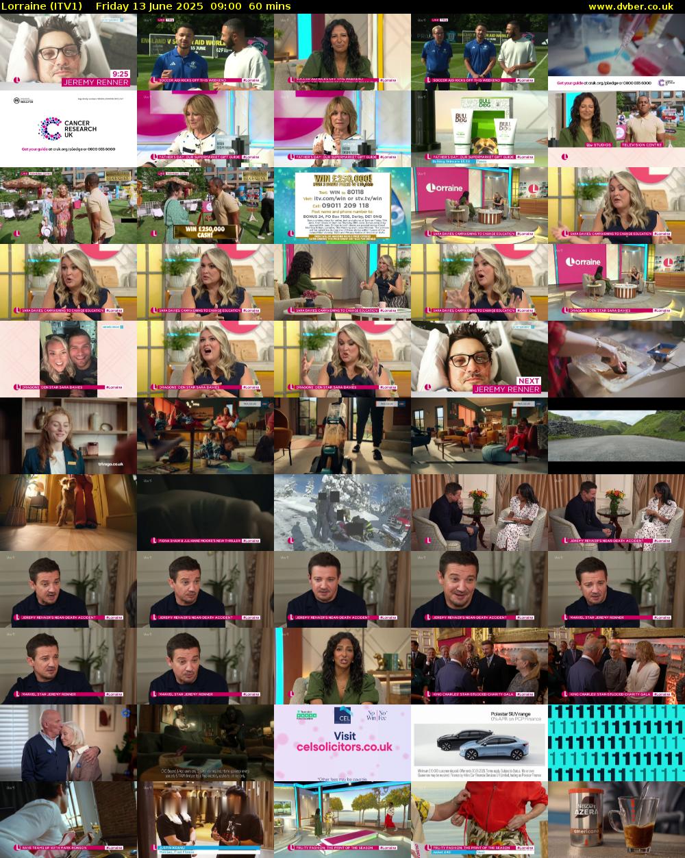 Lorraine (ITV1) Friday 13 June 2025 09:00 - 10:00