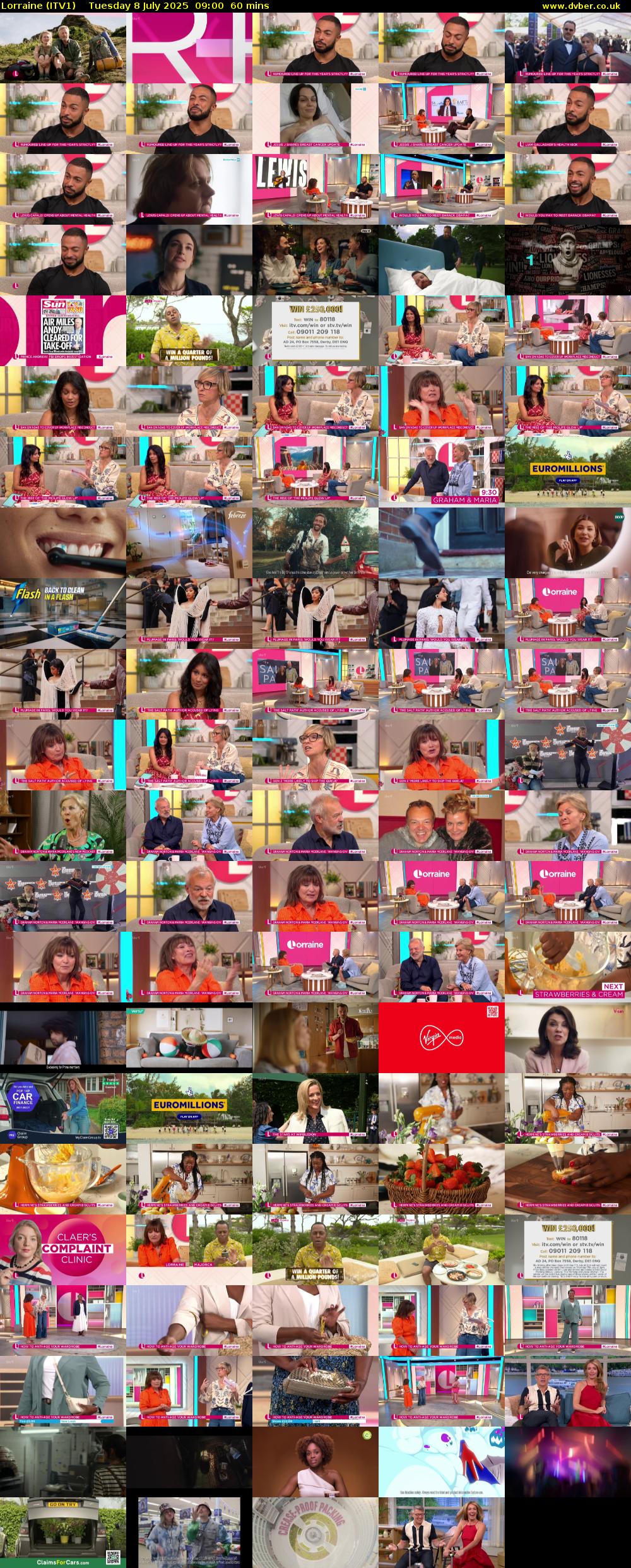 Lorraine (ITV1) Tuesday 8 July 2025 09:00 - 10:00