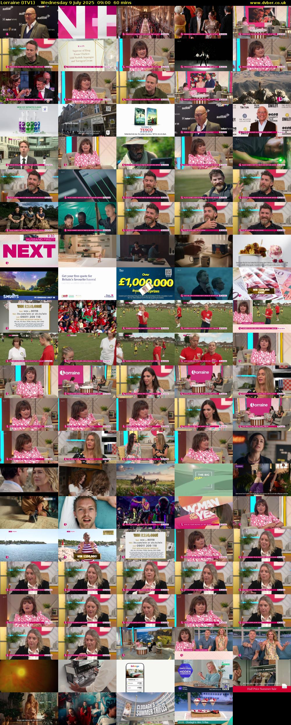 Lorraine (ITV1) Wednesday 9 July 2025 09:00 - 10:00