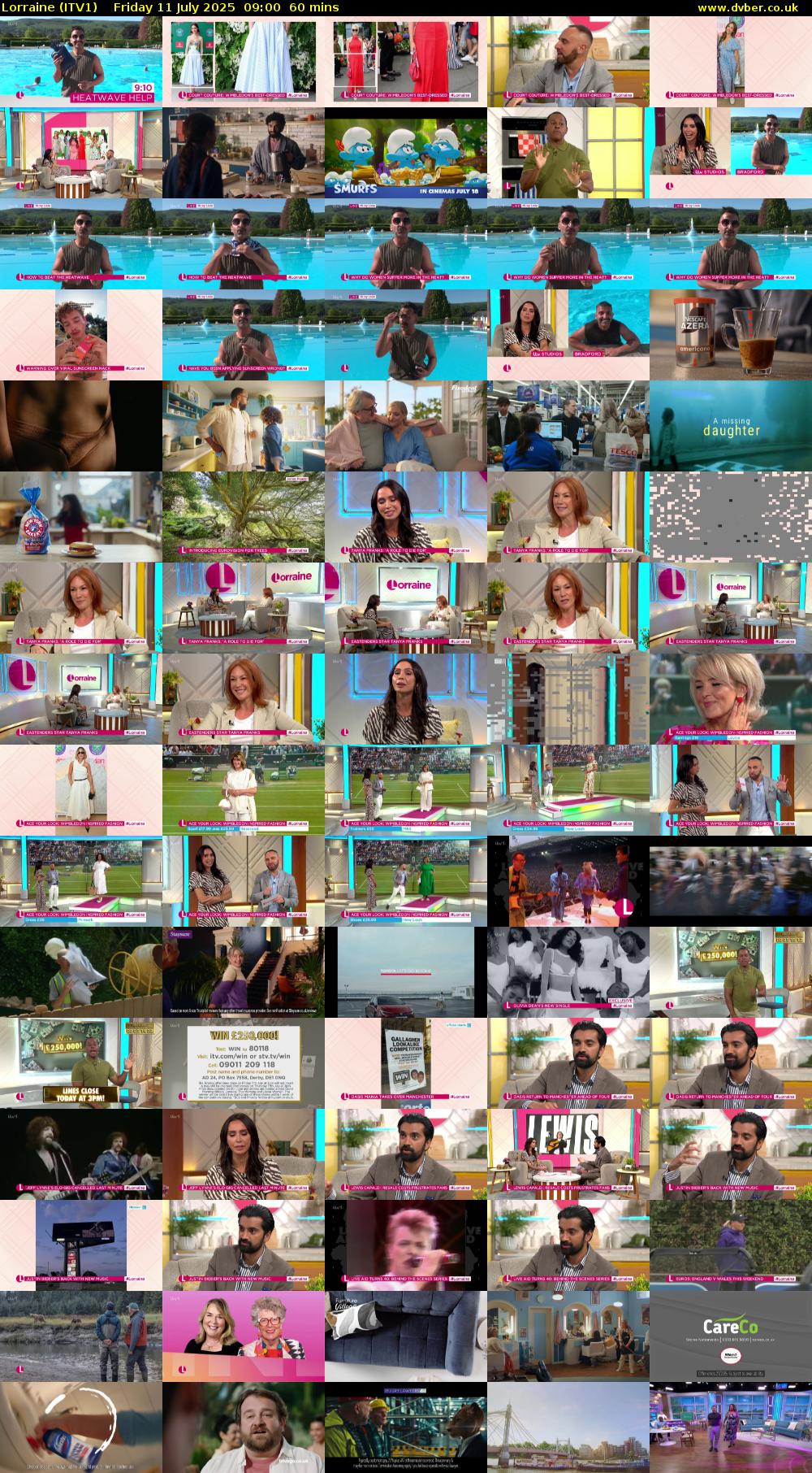 Lorraine (ITV1) Friday 11 July 2025 09:00 - 10:00