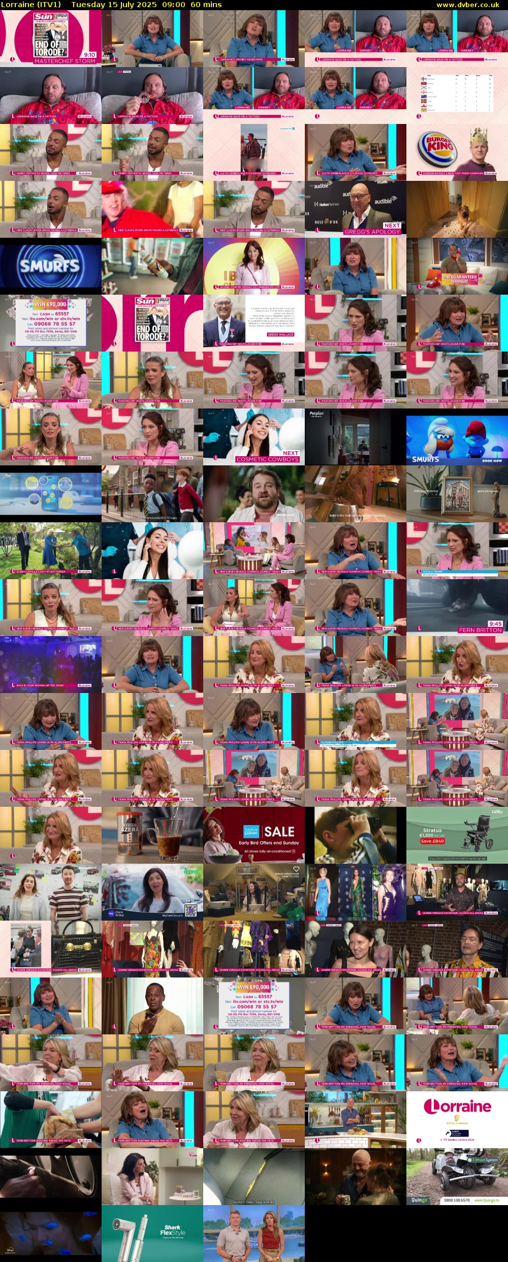 Lorraine (ITV1) Tuesday 15 July 2025 09:00 - 10:00