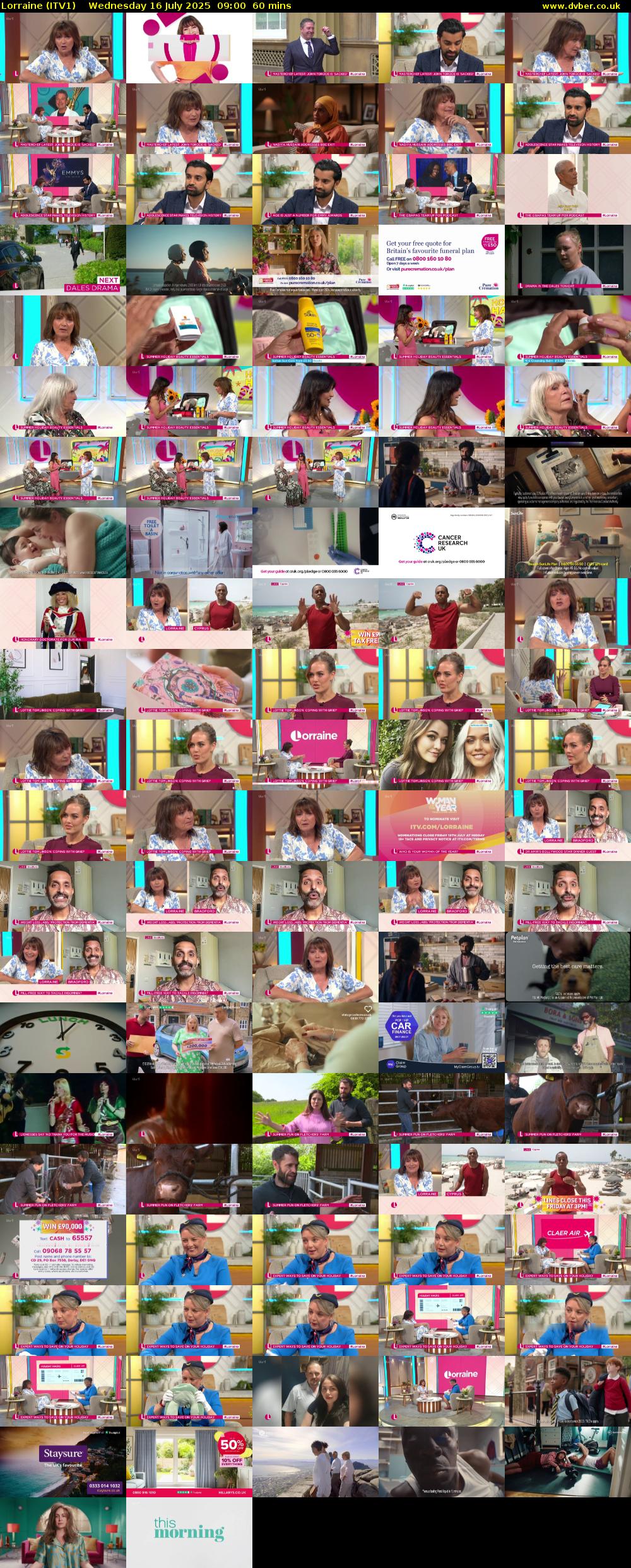Lorraine (ITV1) Wednesday 16 July 2025 09:00 - 10:00