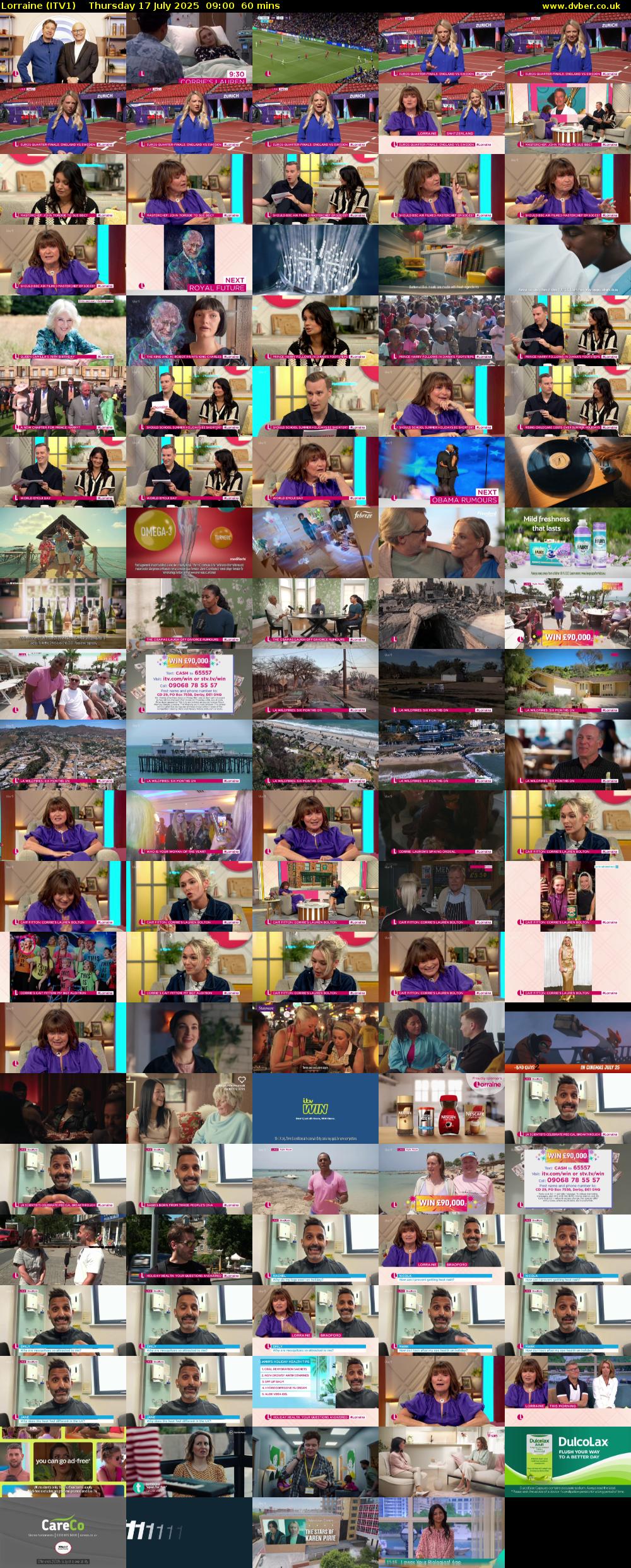 Lorraine (ITV1) Thursday 17 July 2025 09:00 - 10:00