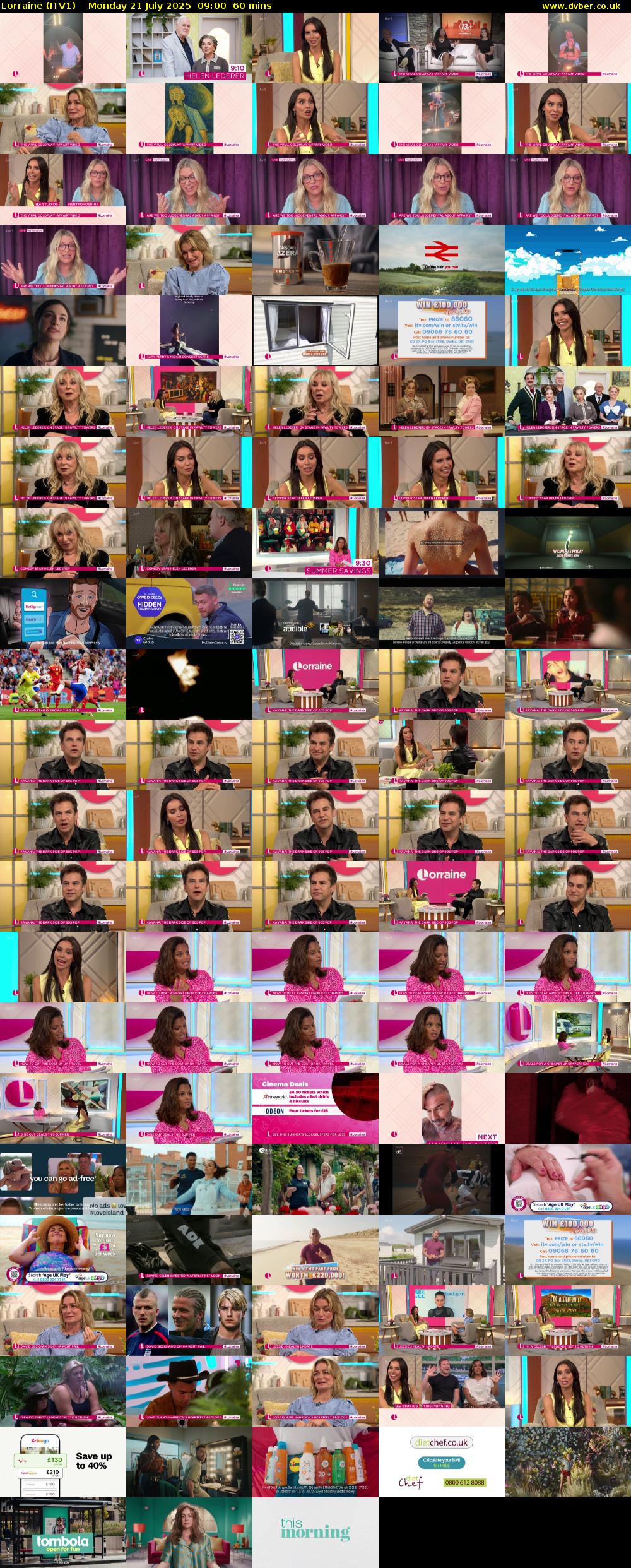 Lorraine (ITV1) Monday 21 July 2025 09:00 - 10:00