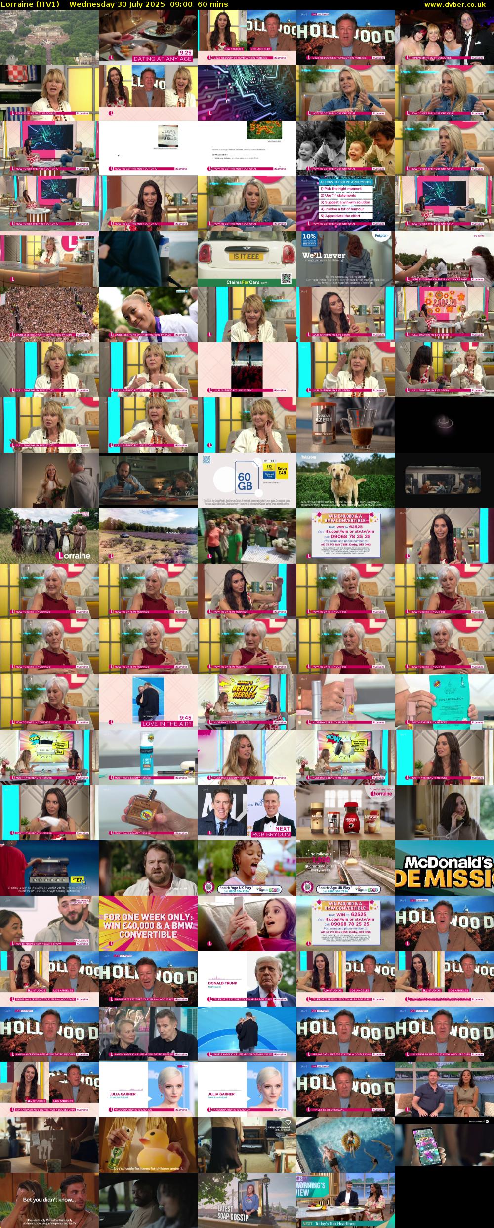 Lorraine (ITV1) Wednesday 30 July 2025 09:00 - 10:00