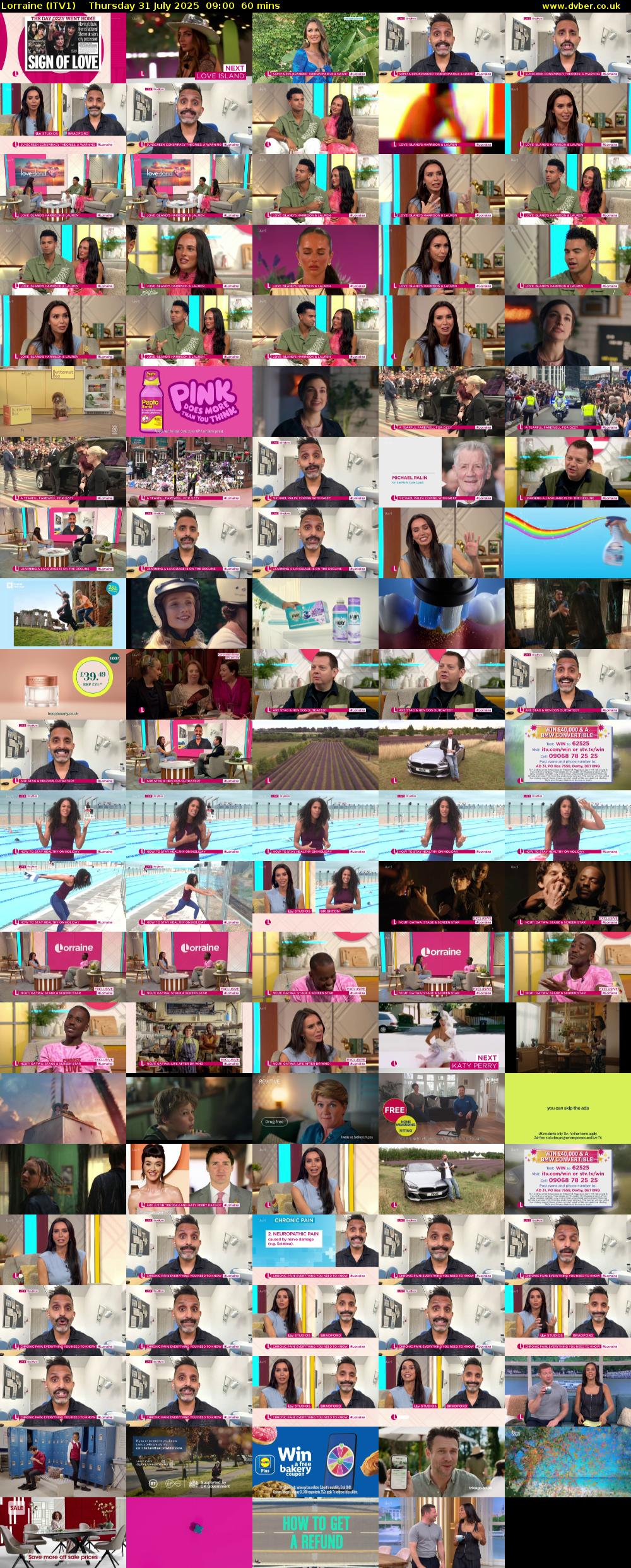 Lorraine (ITV1) Thursday 31 July 2025 09:00 - 10:00