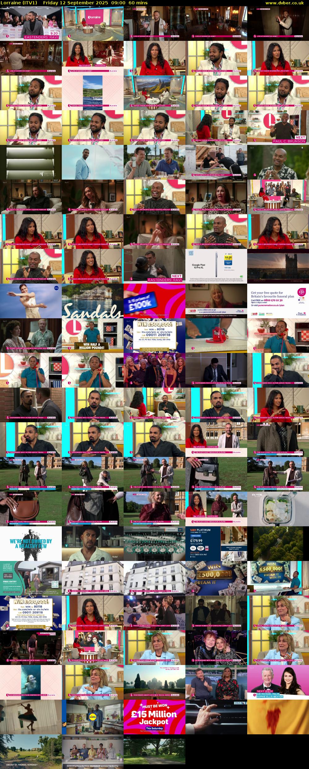 Lorraine (ITV1) Friday 12 September 2025 09:00 - 10:00